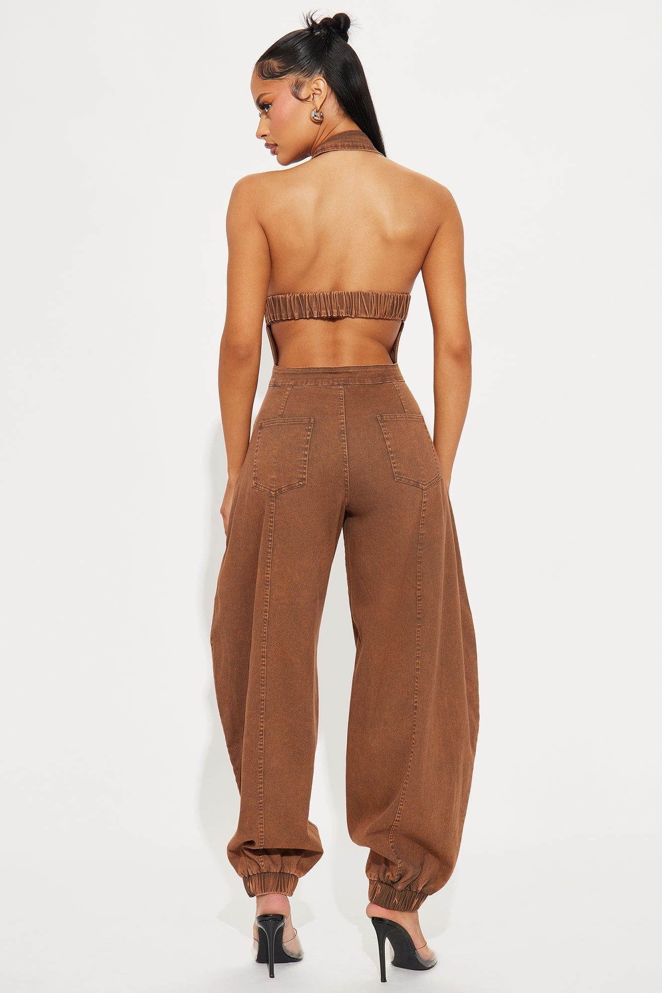 Downtown Girl Balloon Jumpsuit - Chocolate