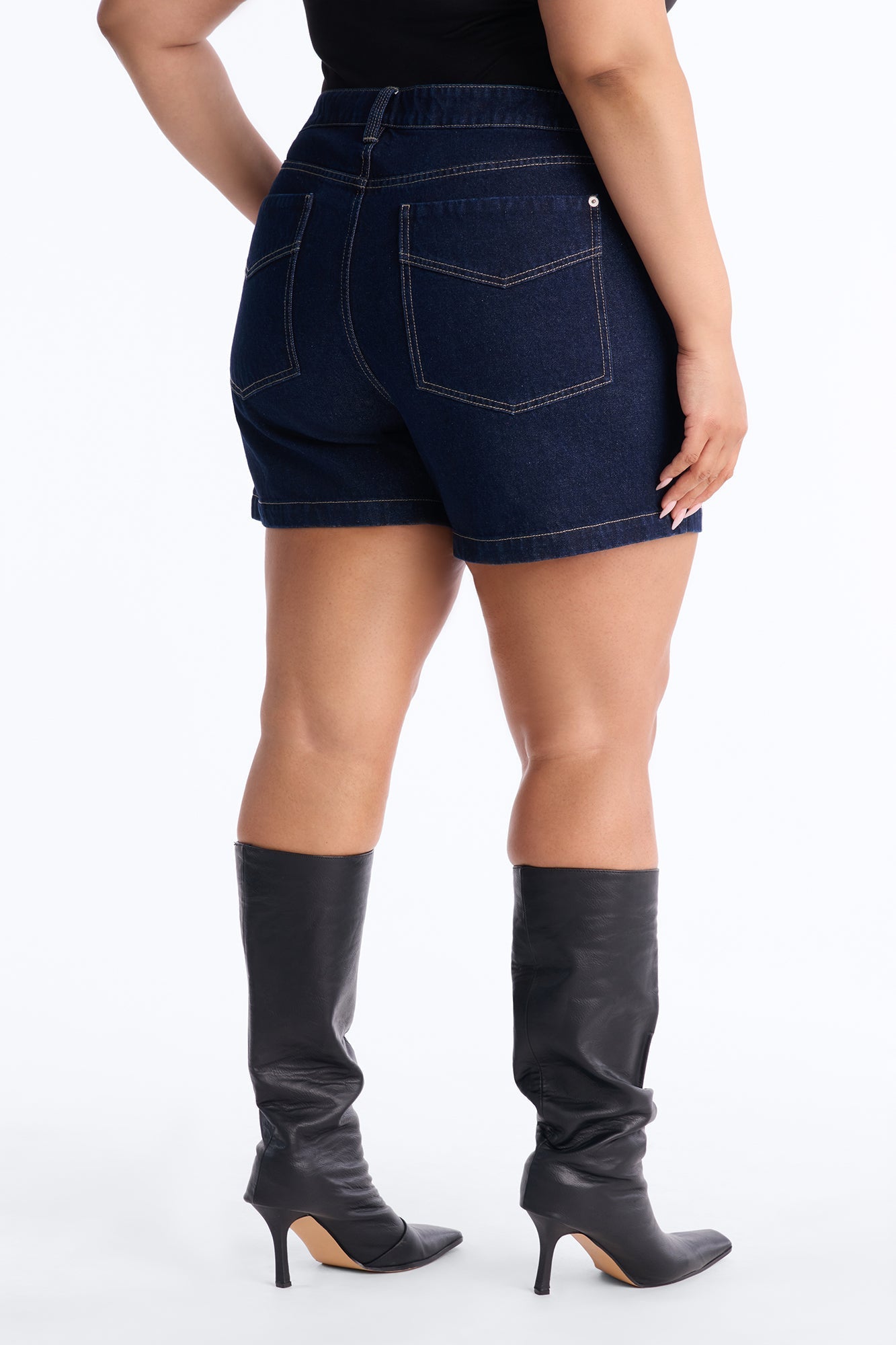 Night Borough Pleated Denim Shorts - Dark Wash