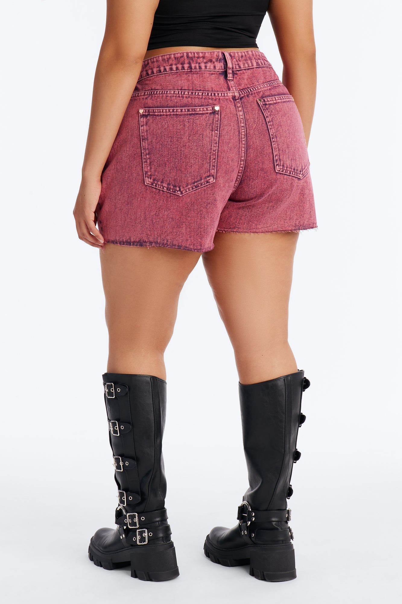 Love You More Denim Shorts - Pink