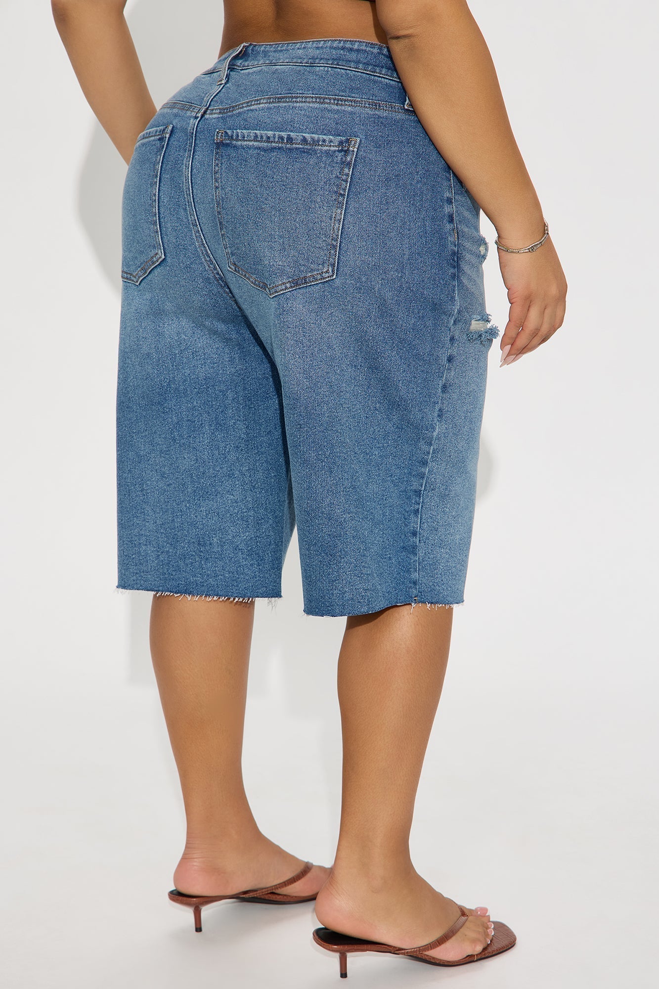 Go On Your Way Stretch Baggy Denim Shorts - Medium Wash