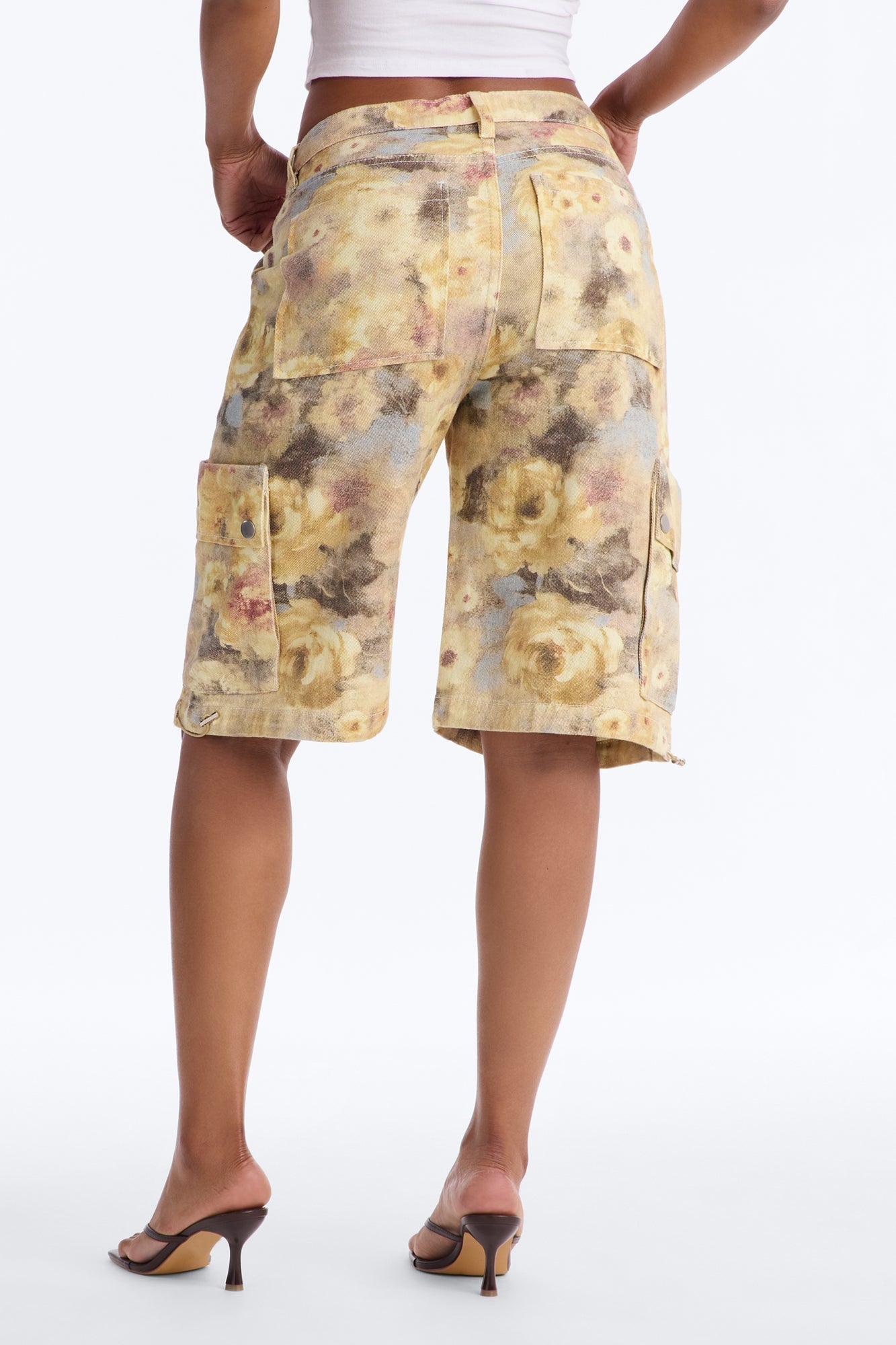First Impression Cargo Denim Jorts - Yellow/combo