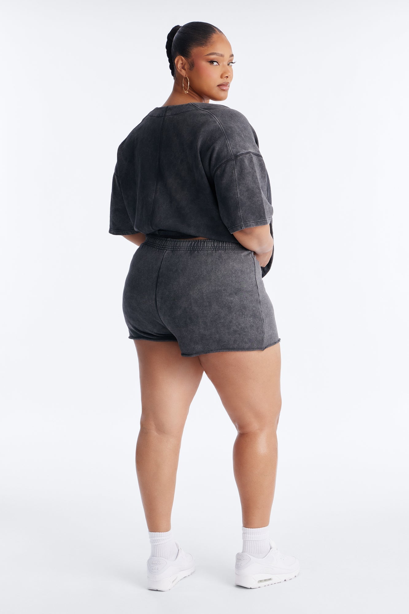 Maya Washed Micro Sweatshorts - Charcoal