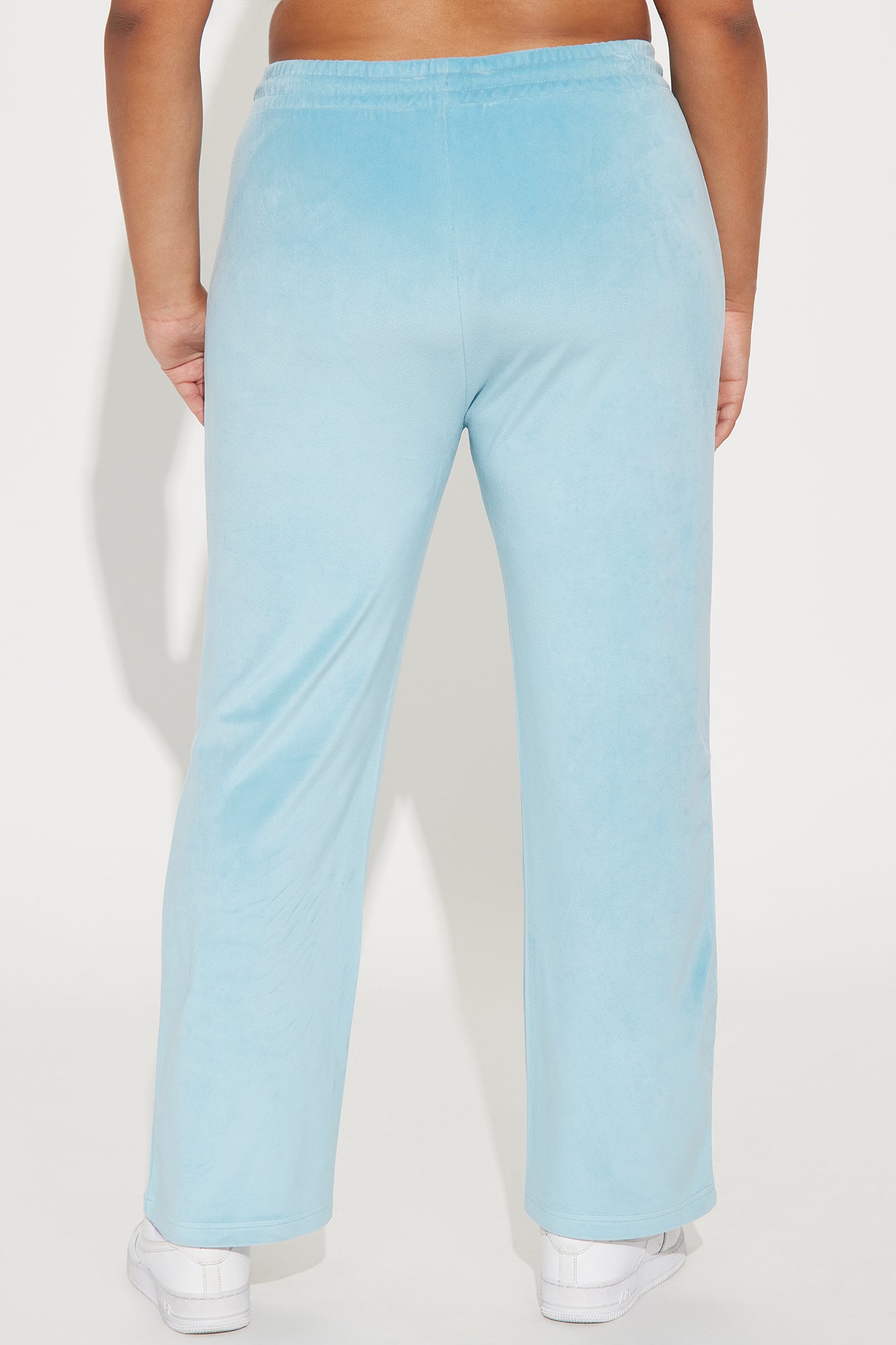 Von Dutch Velour Rhinestone Wide Leg Pant - Blue