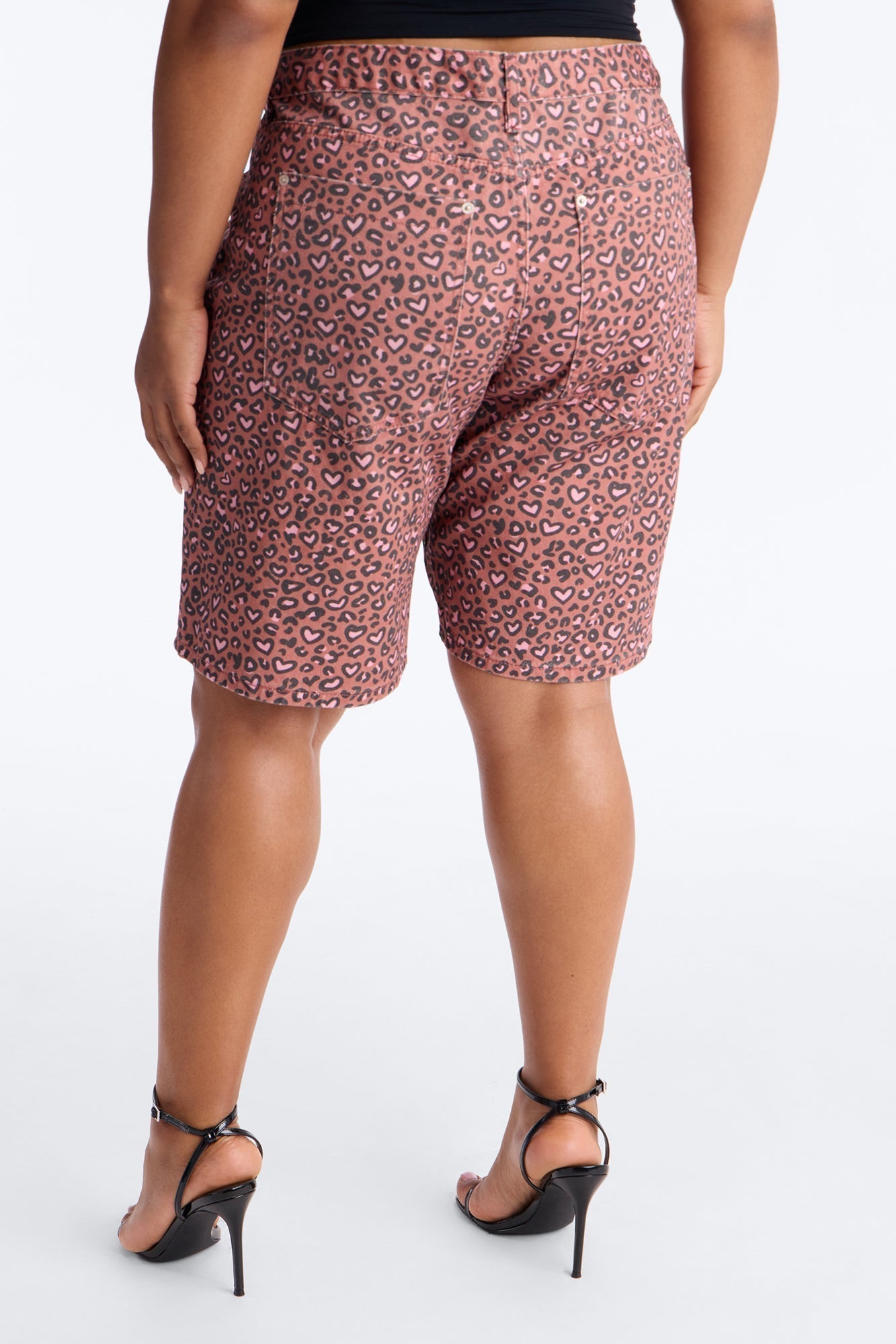 Wild At Heart Cheetah Print Denim Jorts - Pink/combo