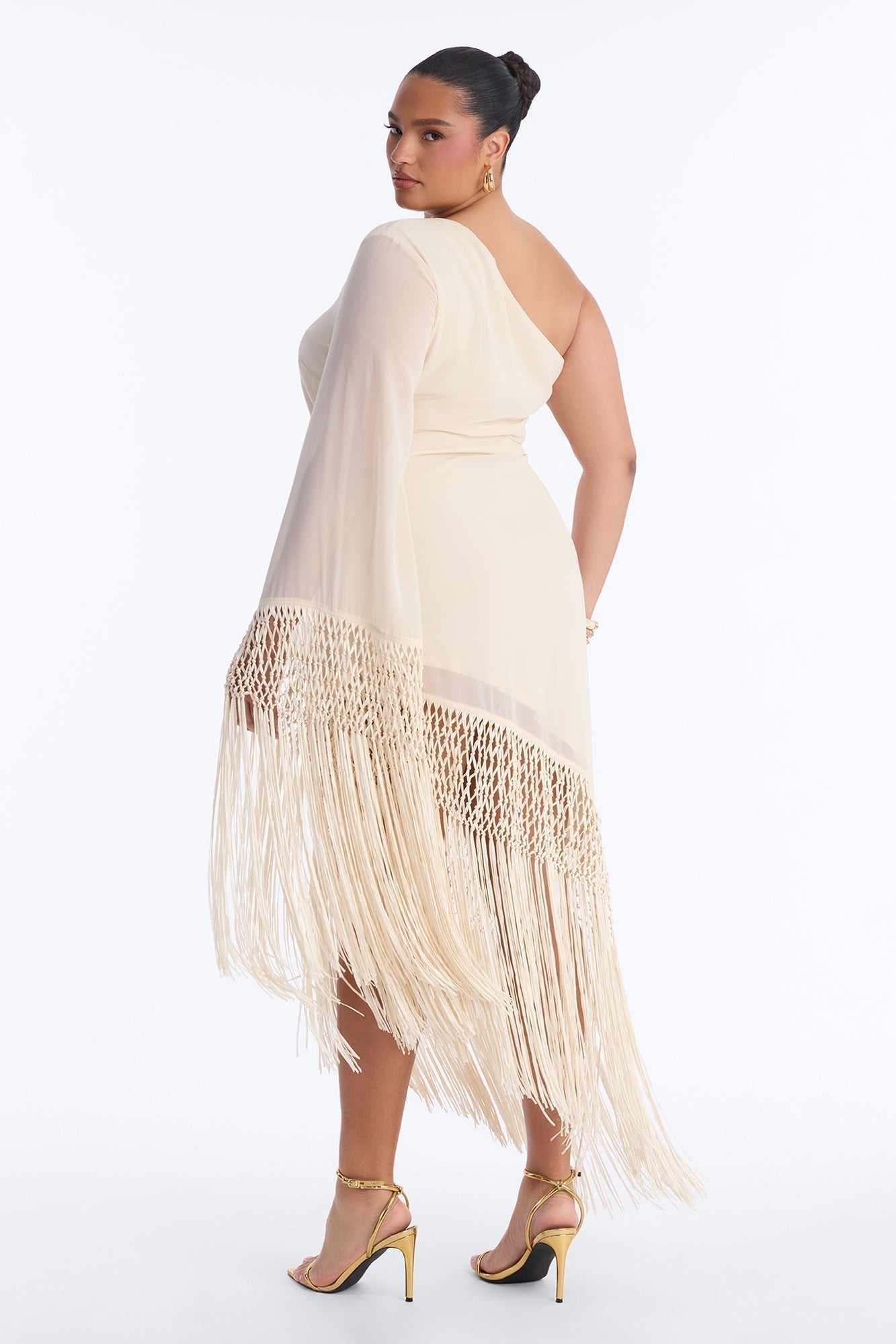 Capri Fringe Chiffon Maxi Dress - Cream