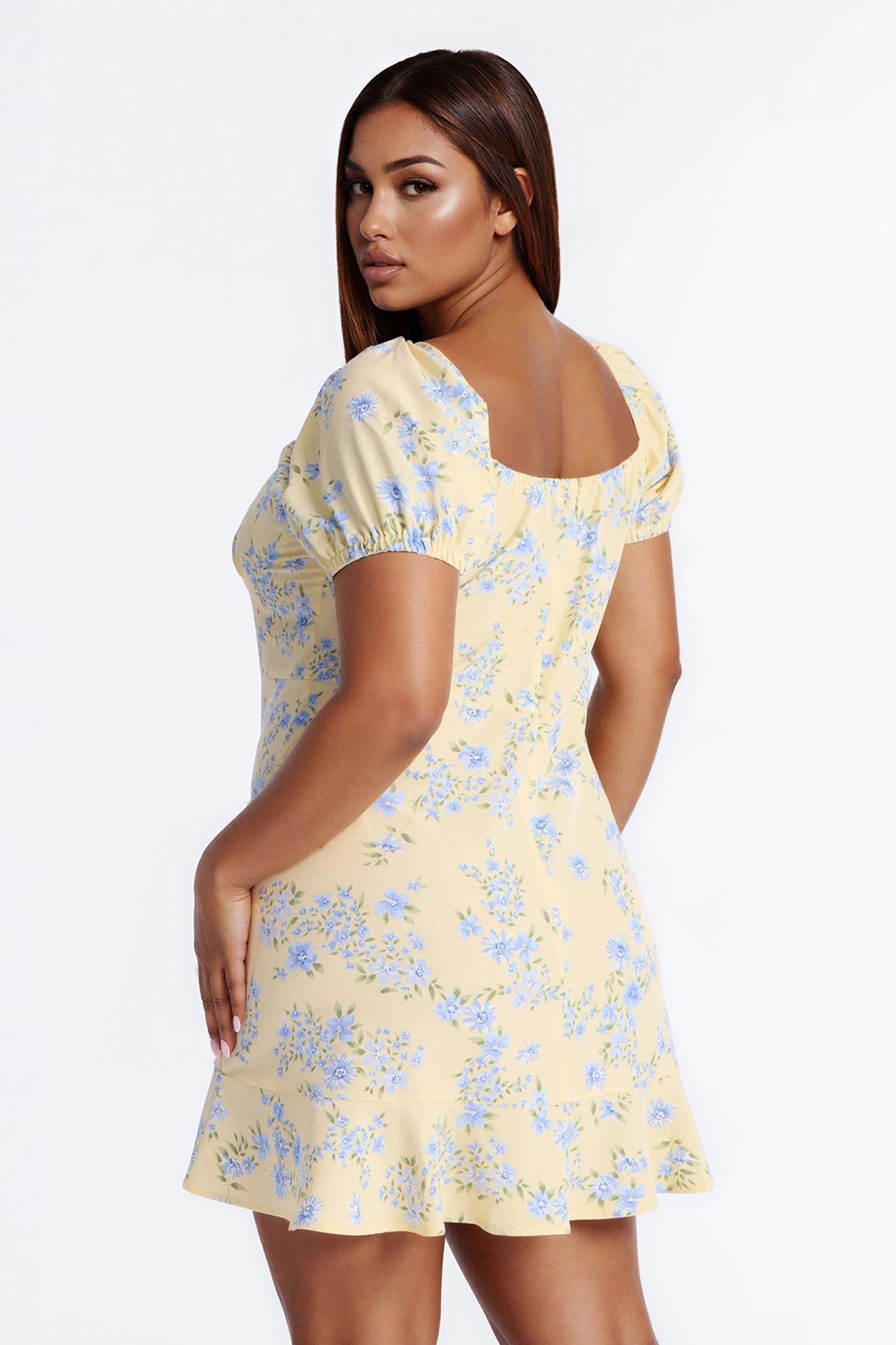 Monroe Floral Mini Dress - Butter Yellow
