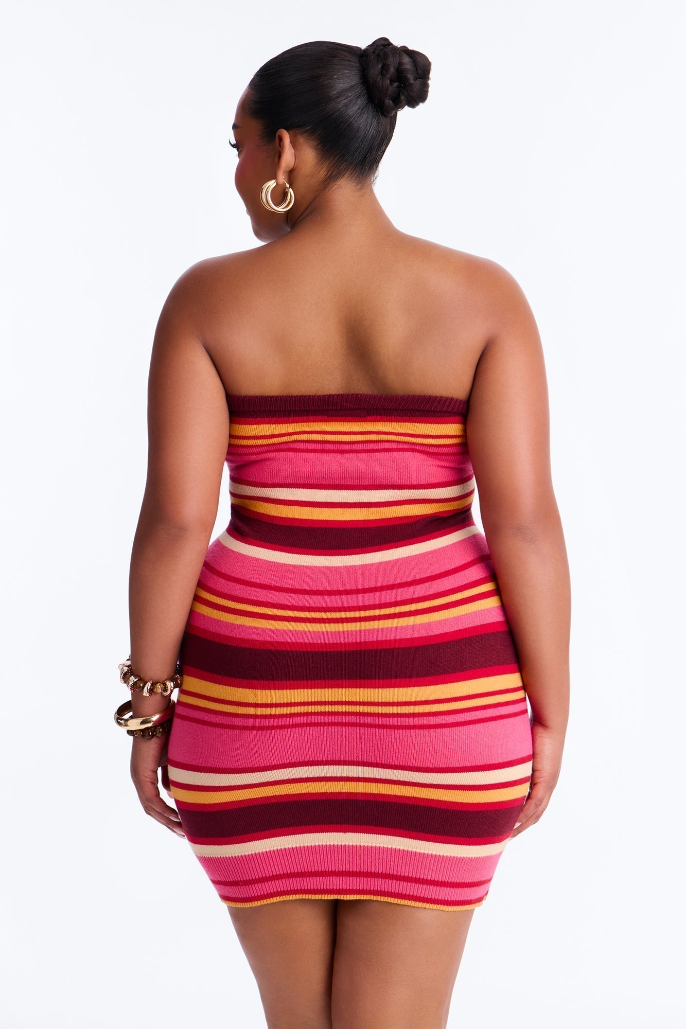 Glow Up Strapless Sweater Mini Dress - Burgundy/combo
