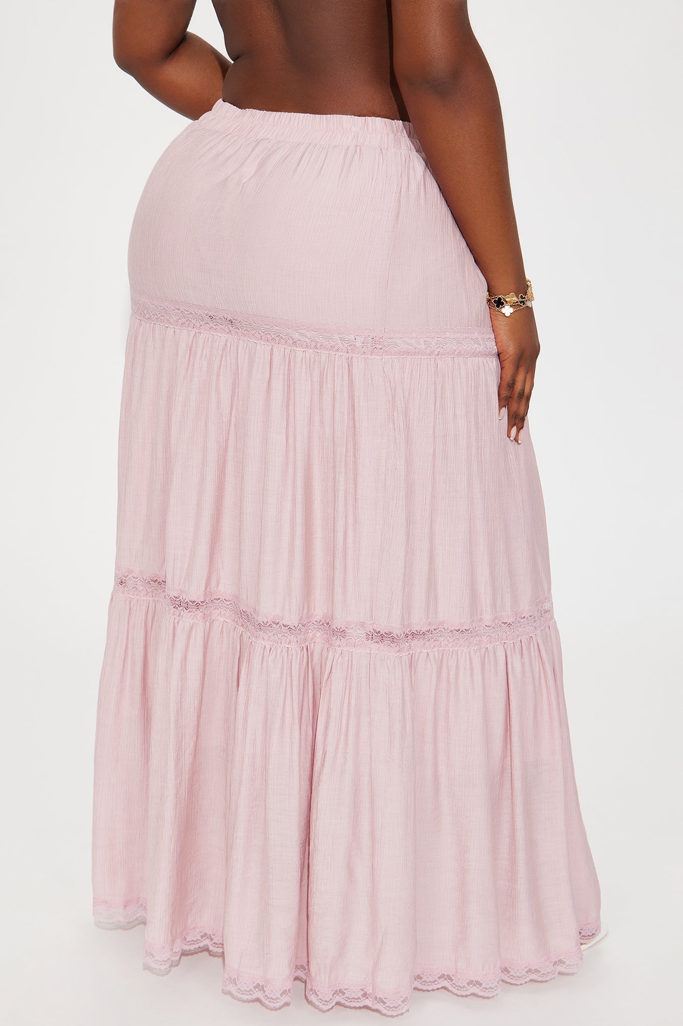 Natalia Tiered Gauze Maxi Skirt - Pink