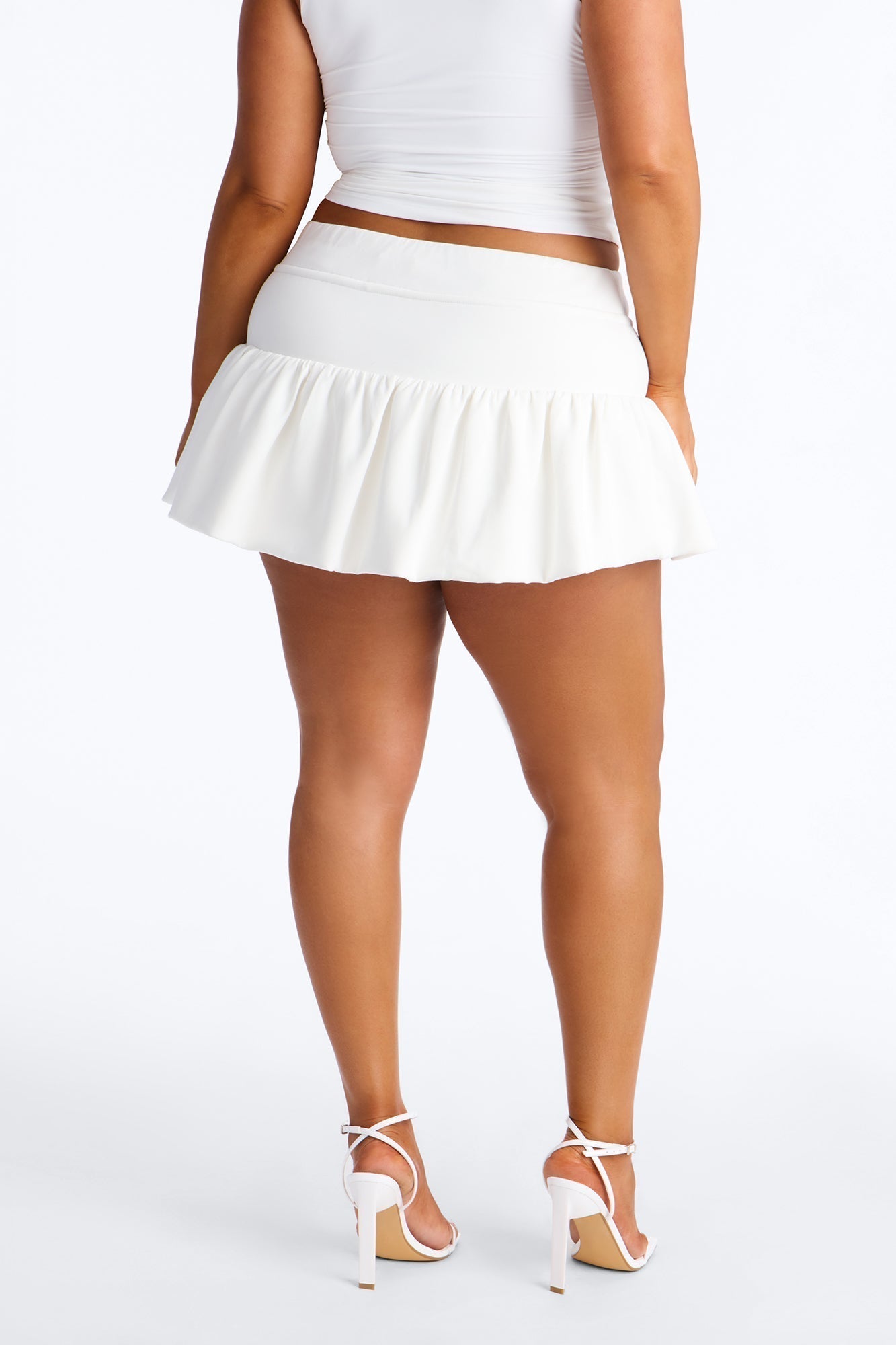 Junie Cotton Blend Bubble Mini Skort - White