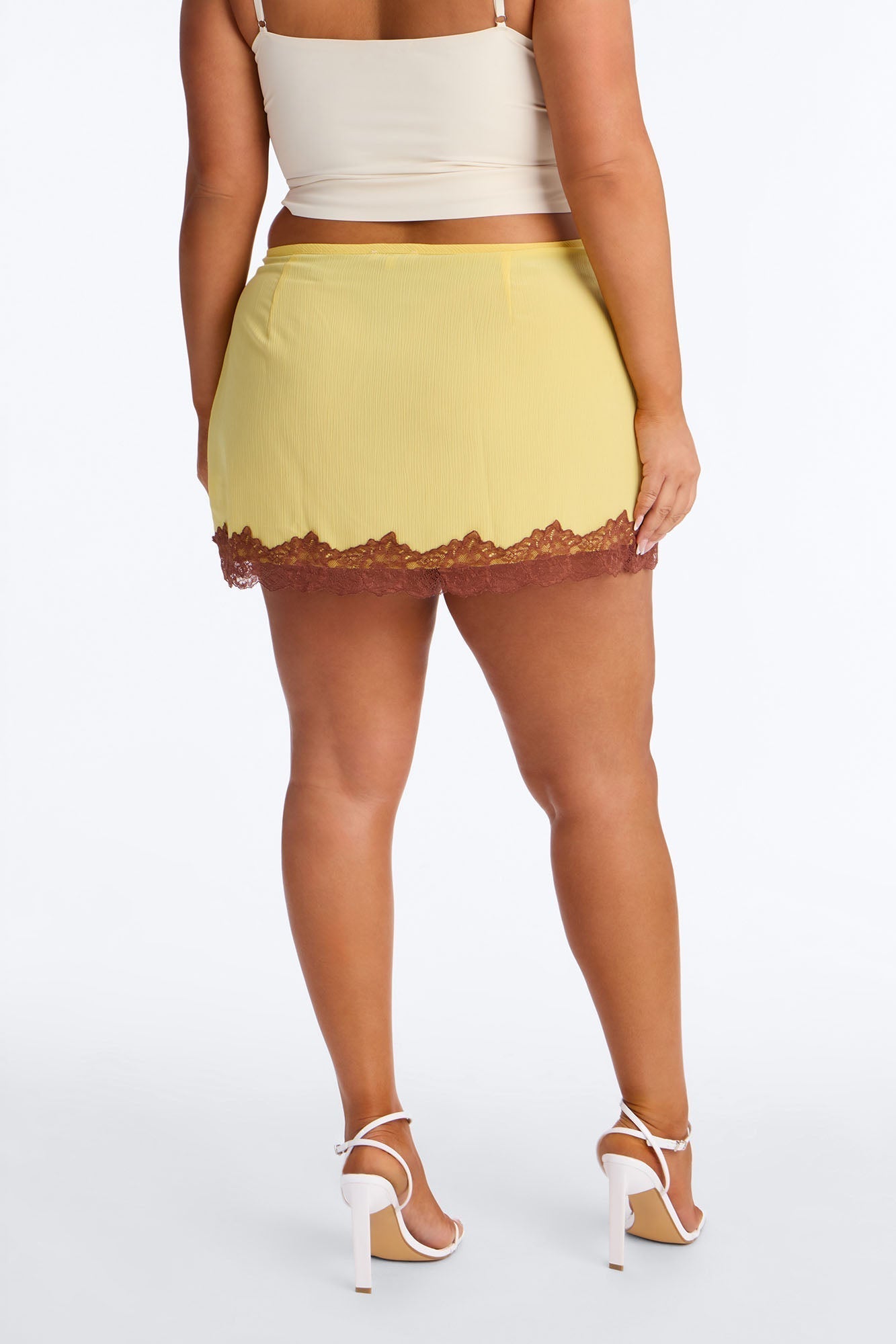 Love Like Mine Lace Trim Mini Skirt - Yellow/combo