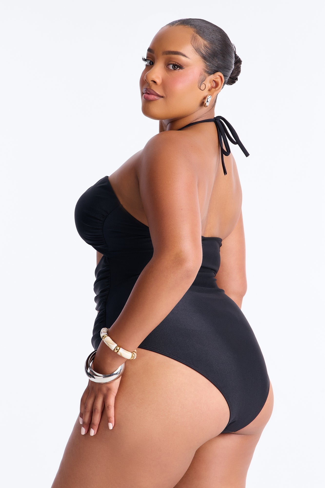Karla Cutout Hardware 1 Piece Swimsuit - Black/White