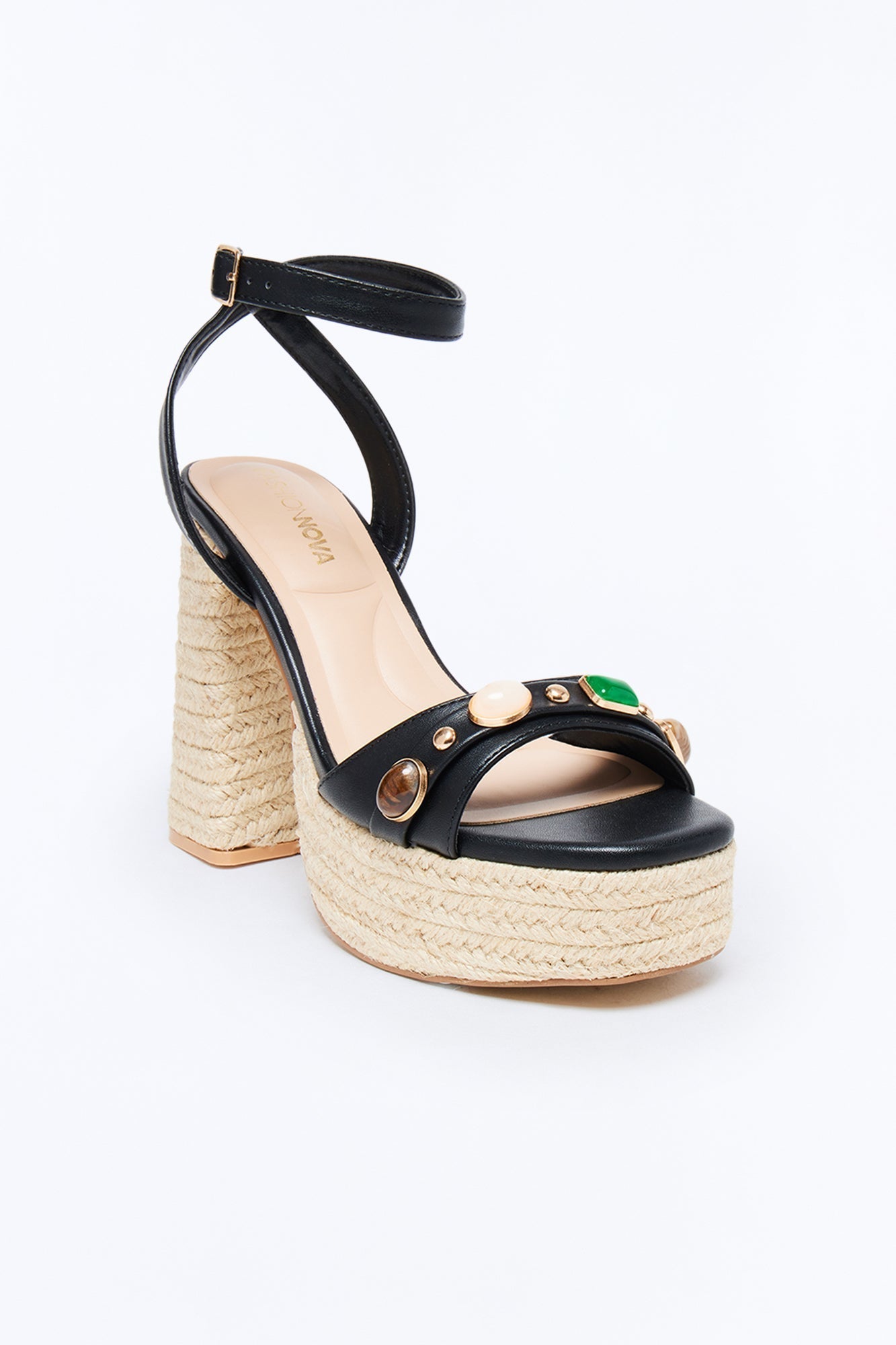Ashia Jute Platform Heels - Black
