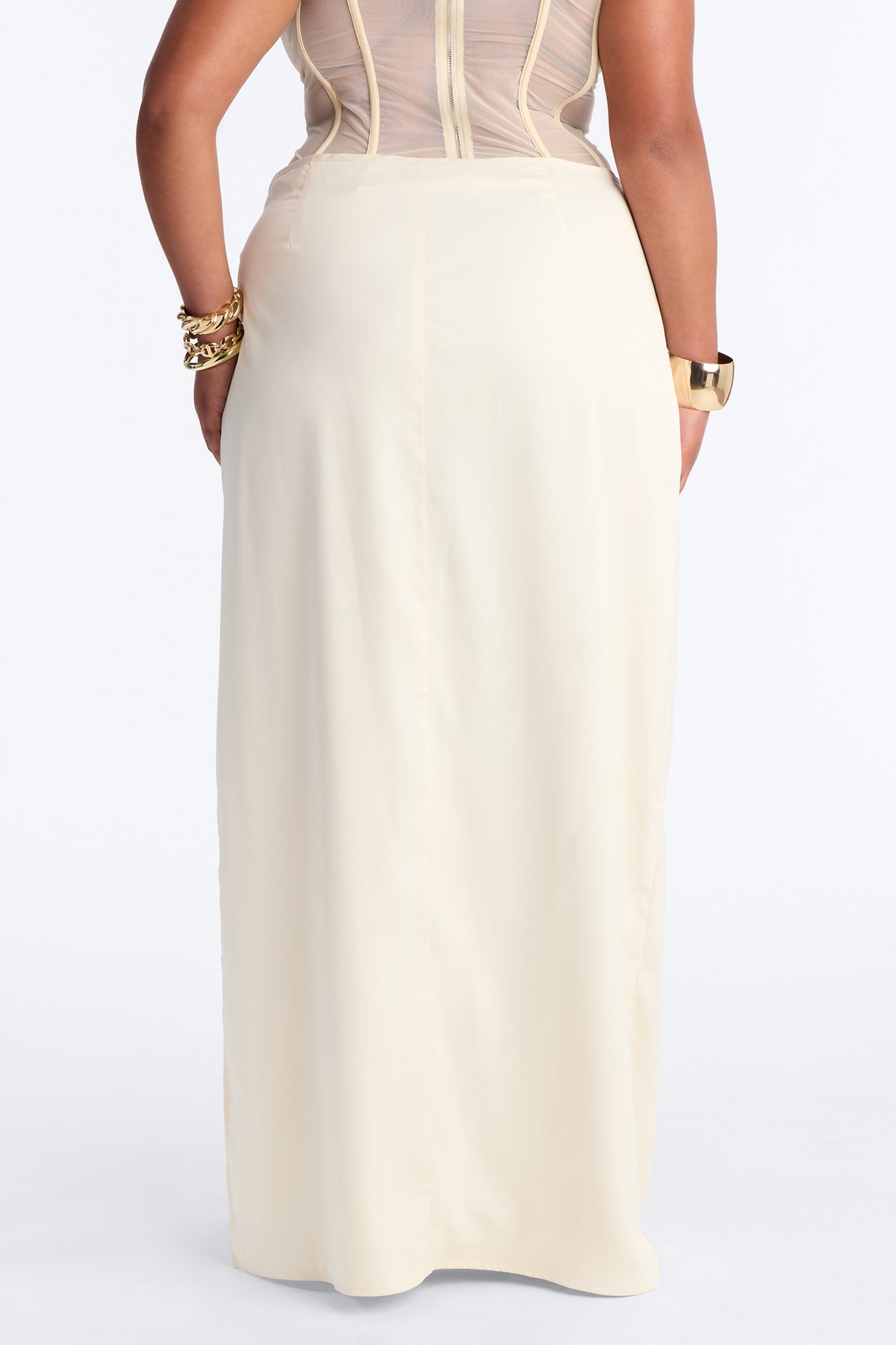 Phoebe Satin Wrap Maxi Skirt - Ivory