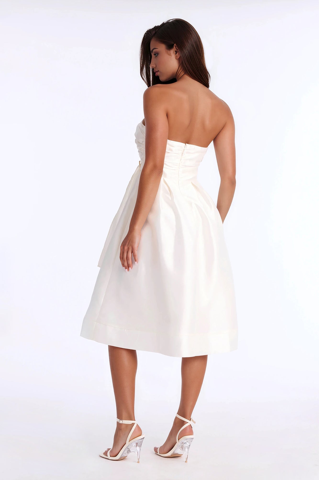 Iris Strapless Midi Dress - Cream