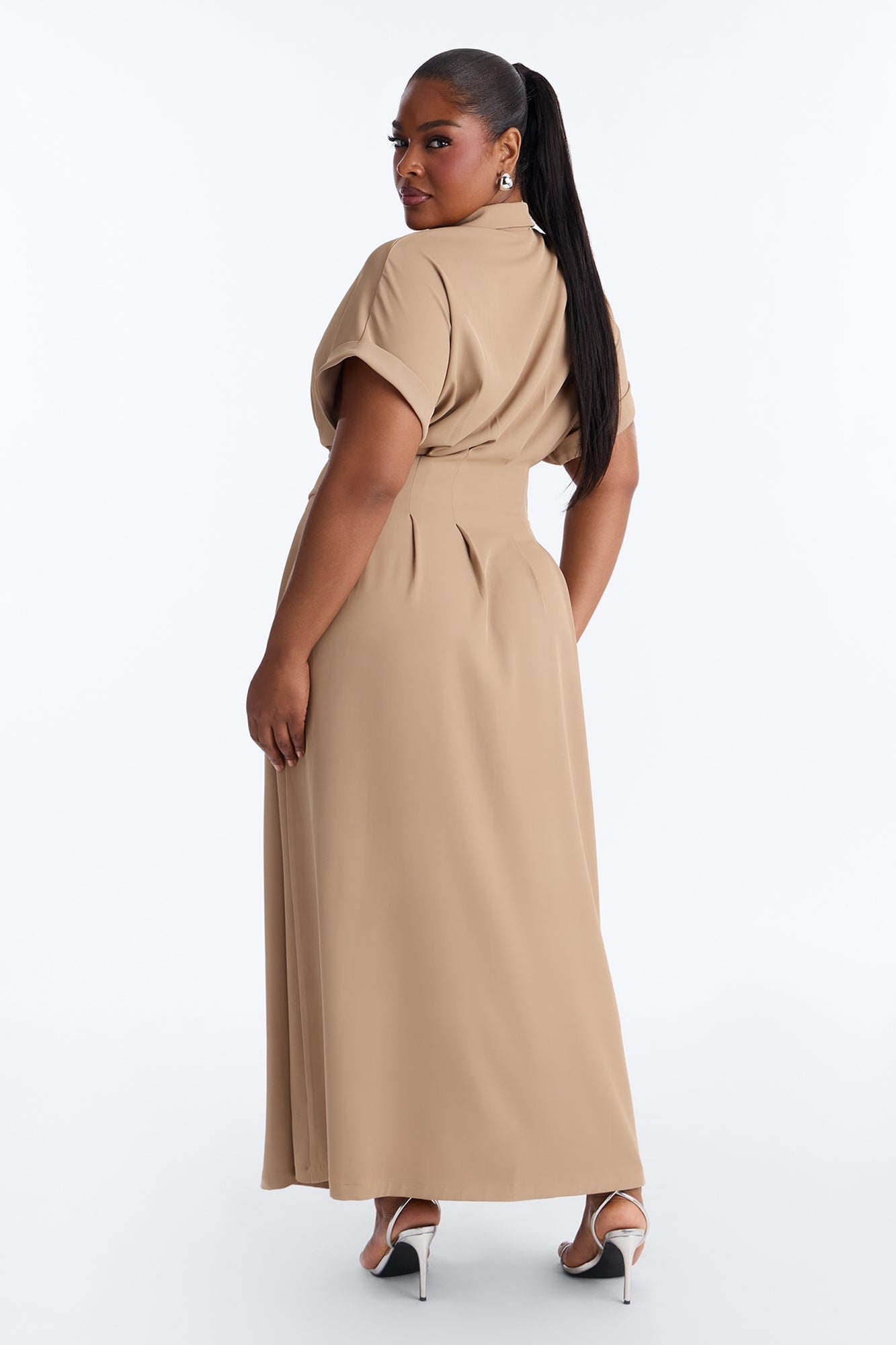 Bridgit Belted Maxi Dress - Taupe