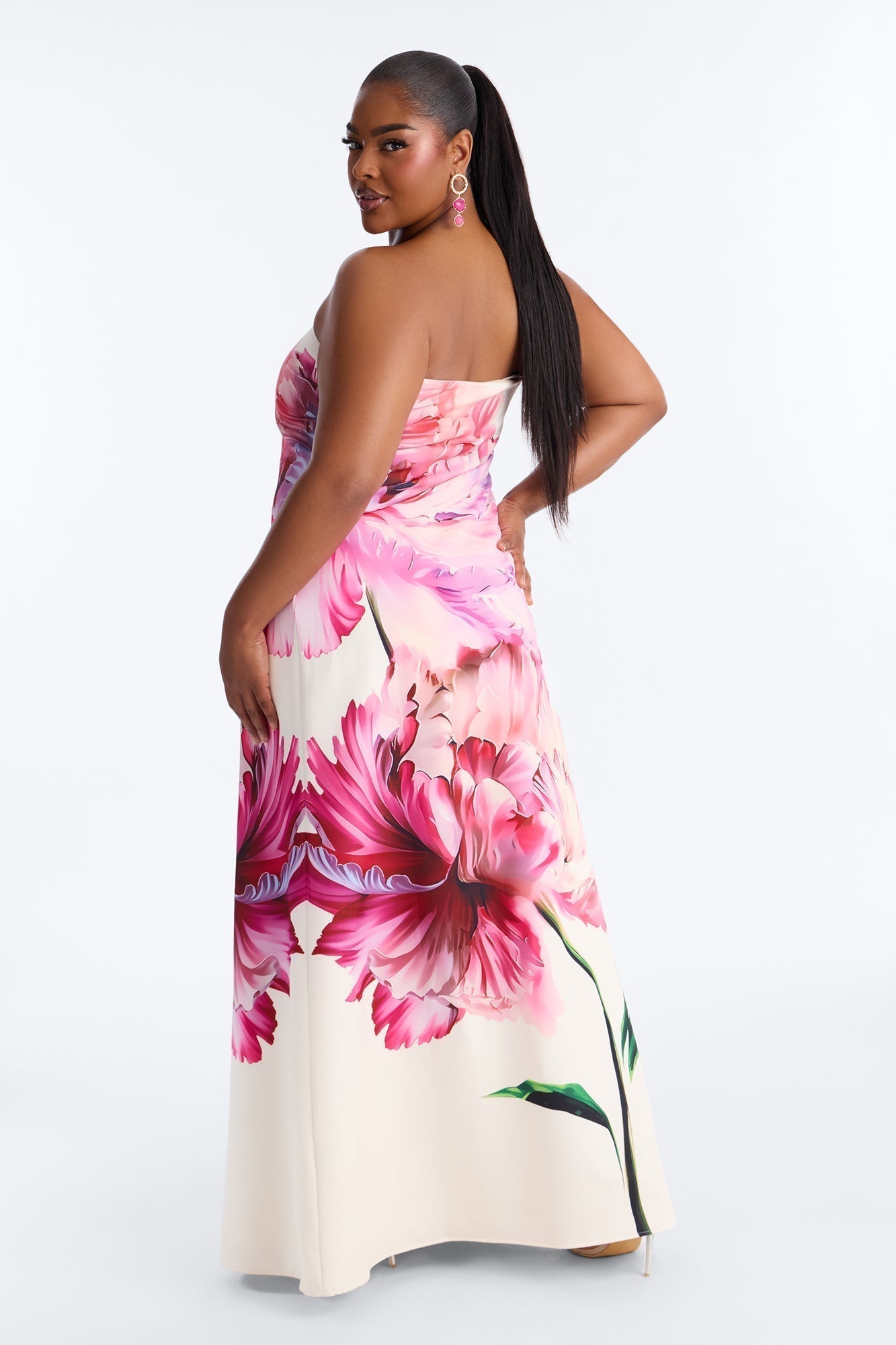 Whimsical Energy Strapless Maxi Dress - Magenta/combo