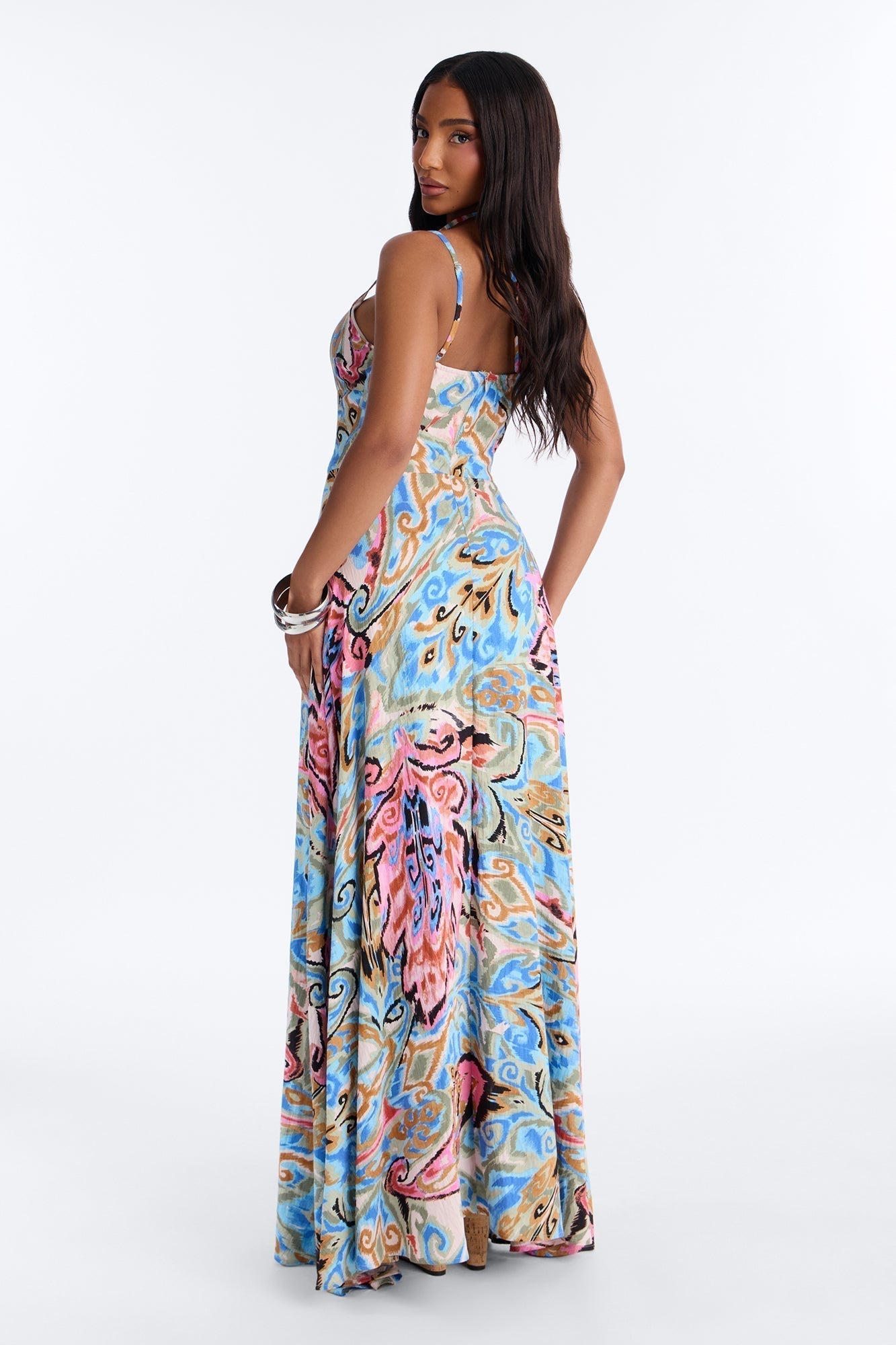 Angel Energy Linen Maxi Dress - Blue/combo