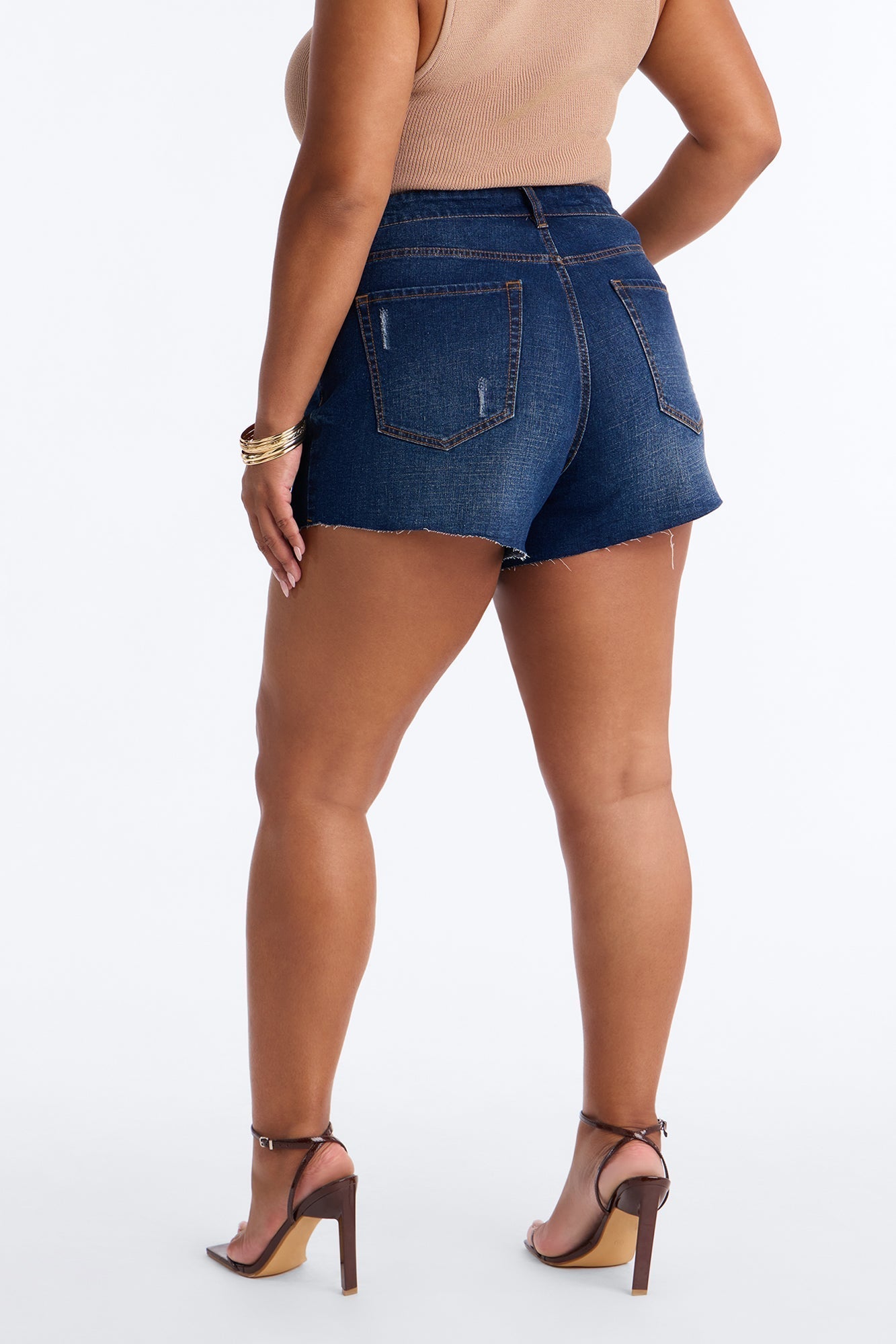 Crashing Out Ripped Cut Off Denim Shorts - Dark Wash