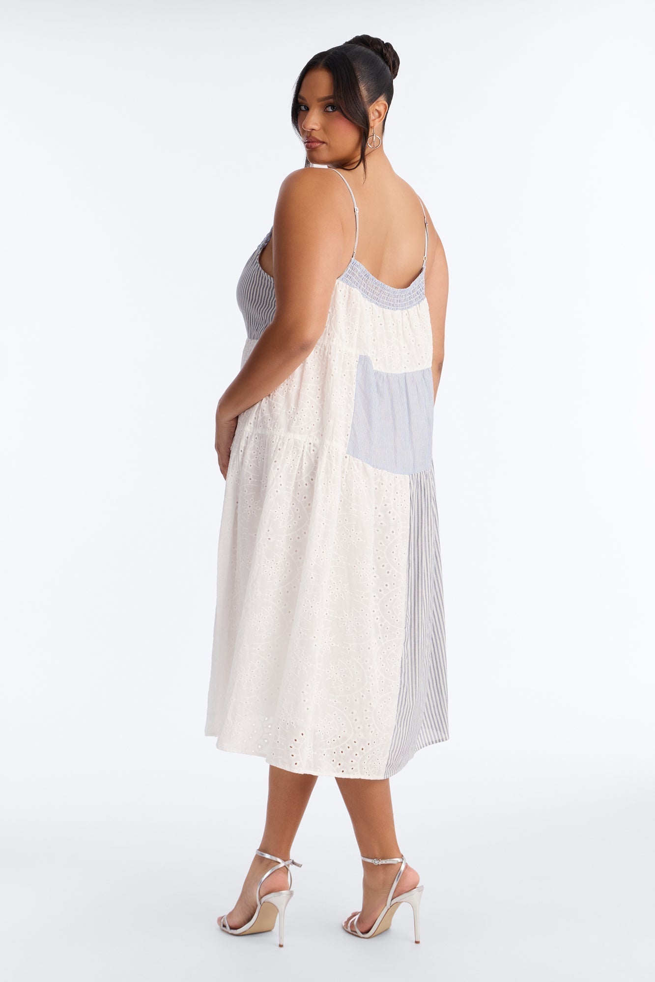 Sage Patchwork Midi Dress - Blue/combo