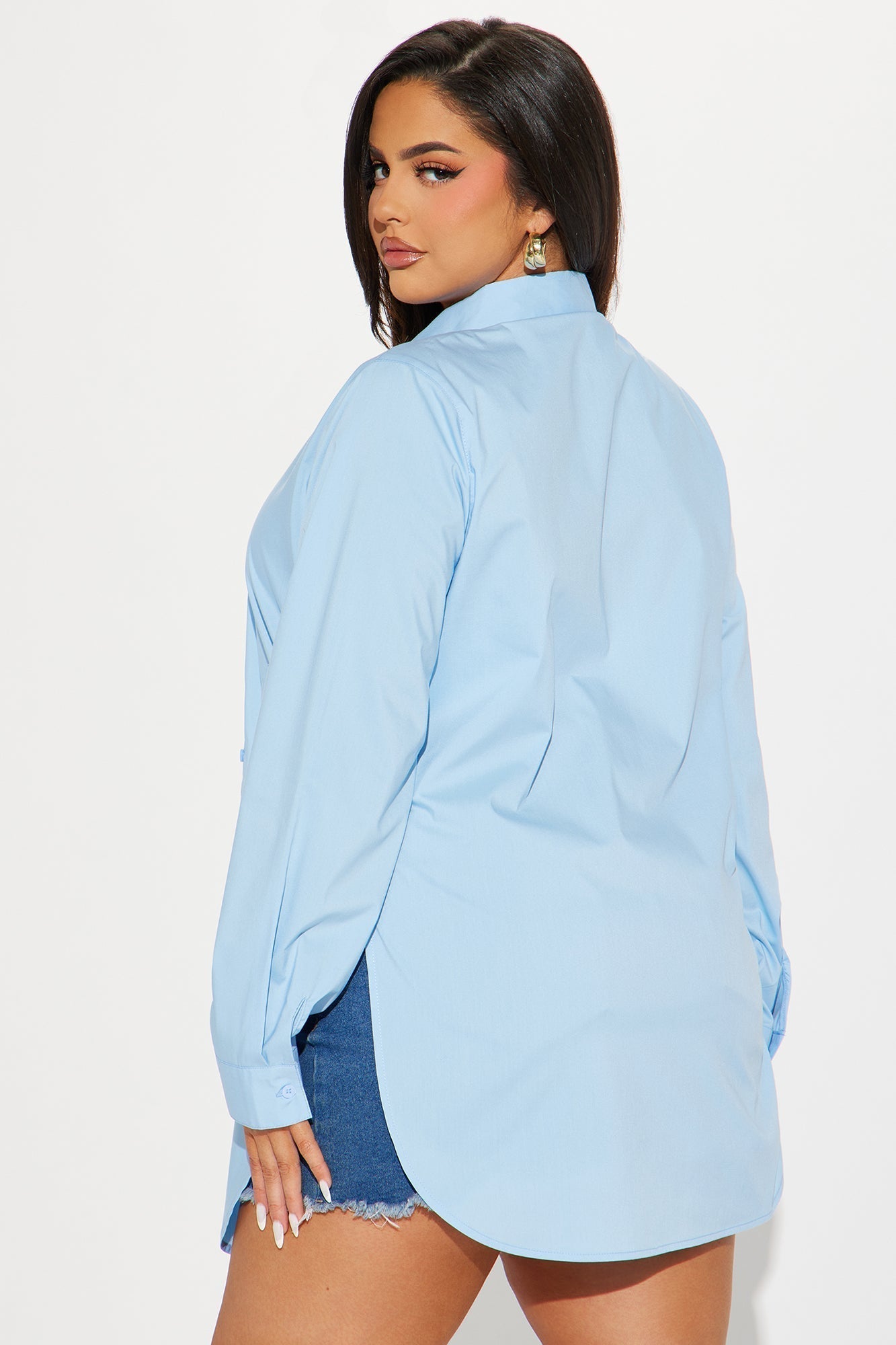 Tres Chic Poplin Shirt - Blue