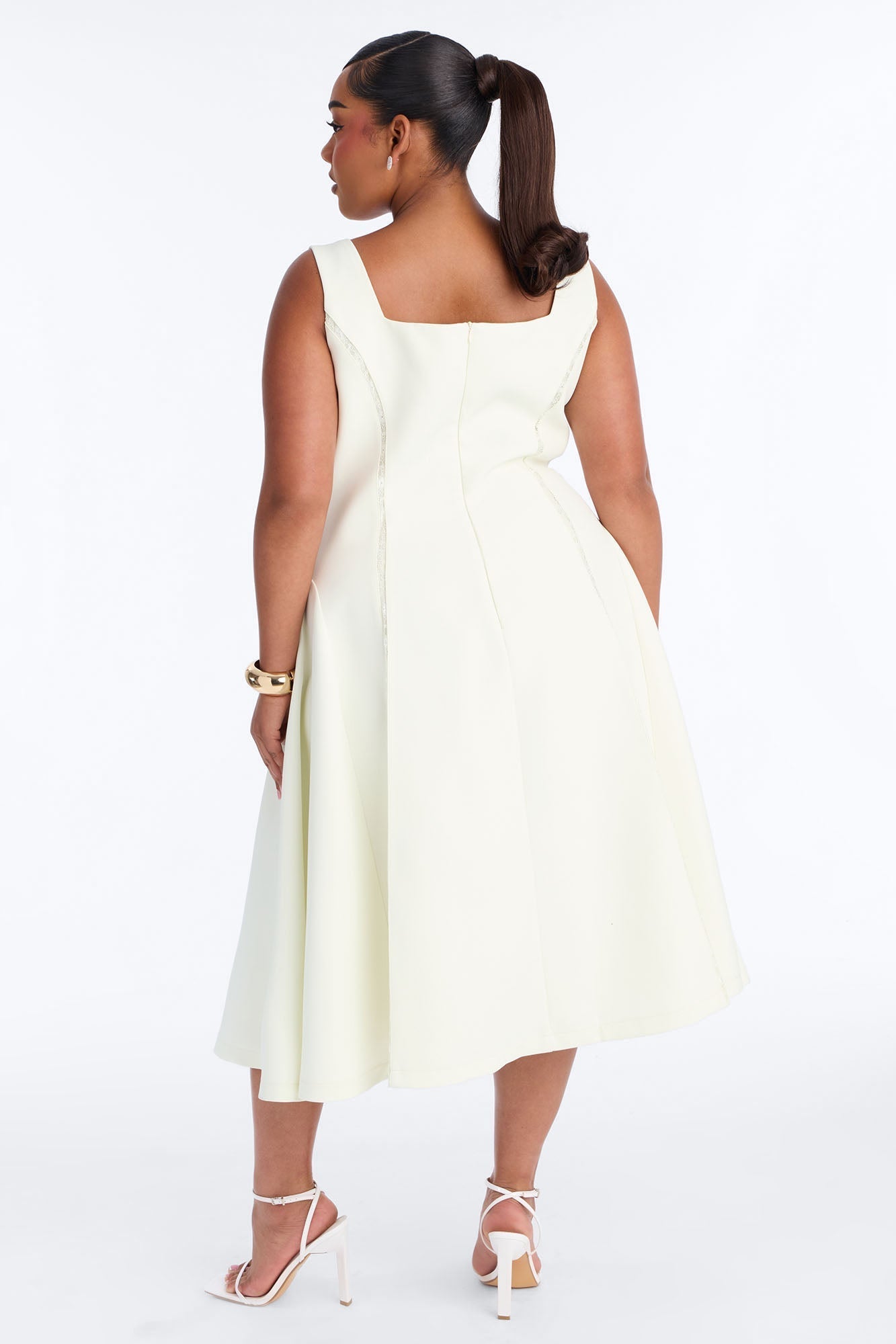 Annabeth Lace Trim Midi Dress - White
