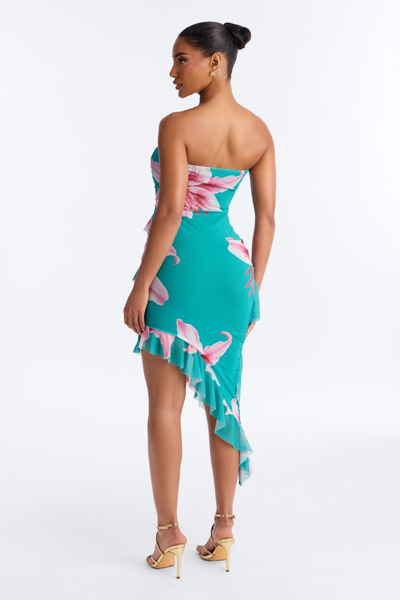 Presley Strapless Mesh Mini Dress - Teal/combo