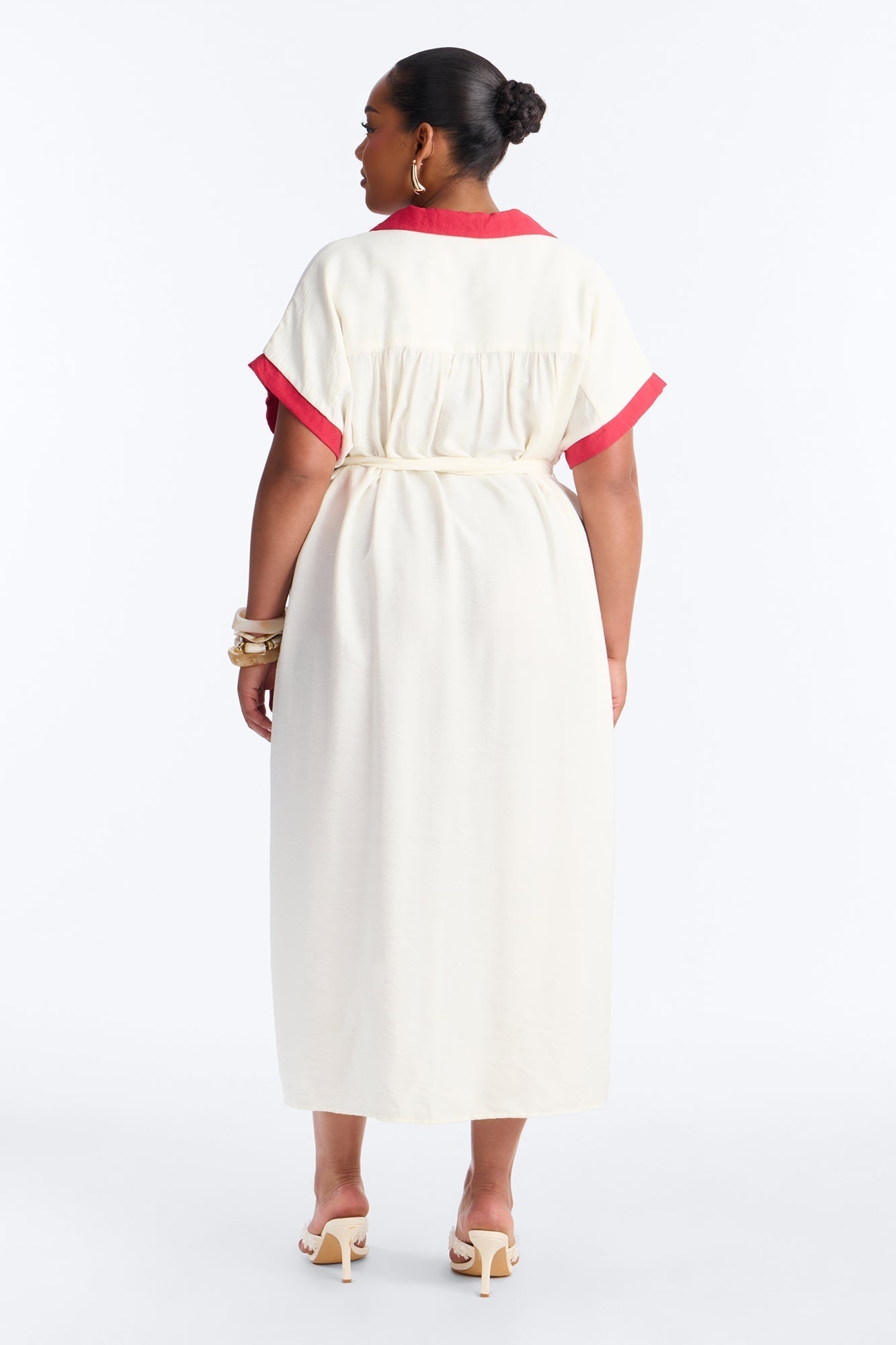 Elisa Printed Shirt Midi Dress - White/combo