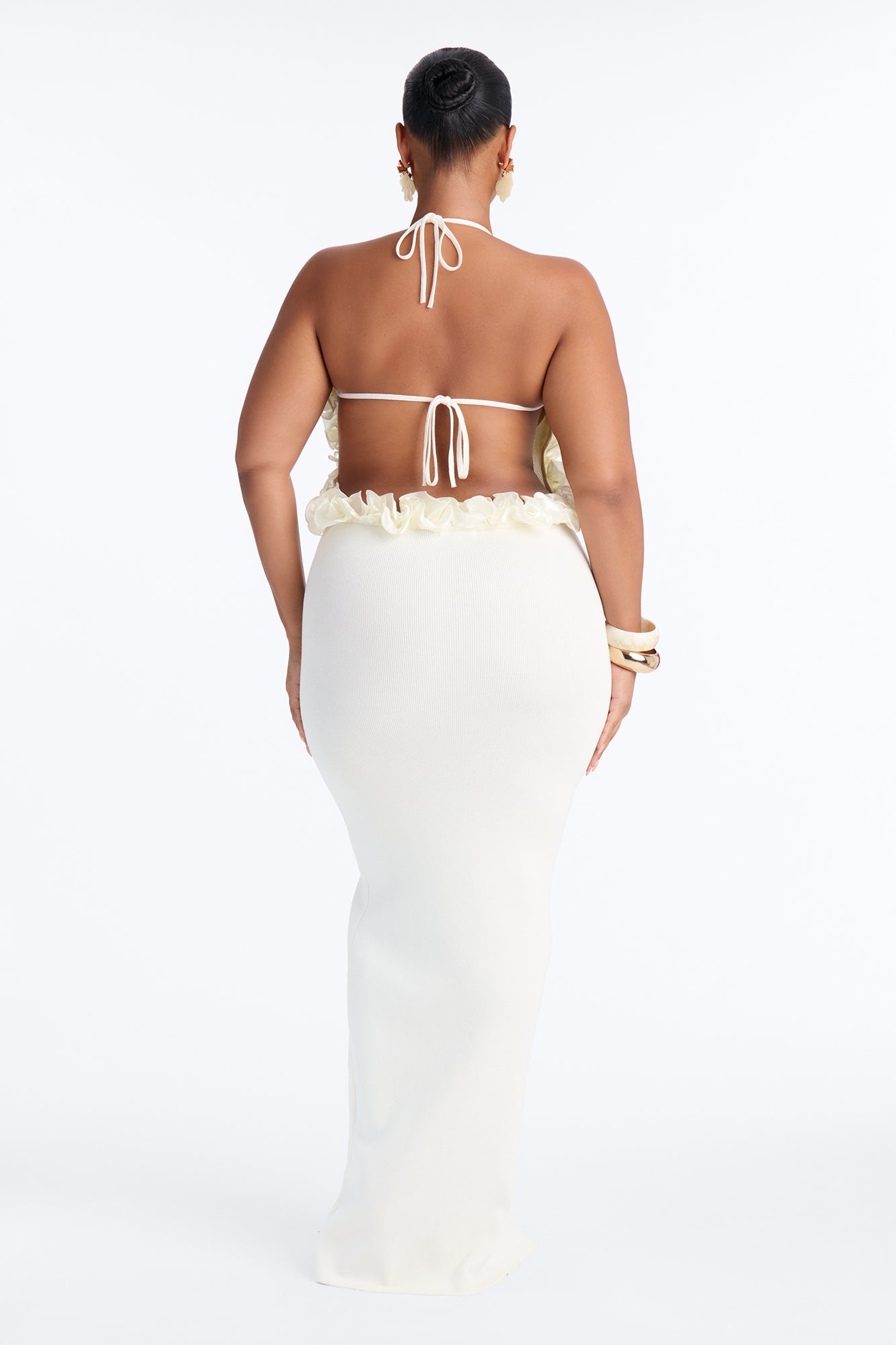 Runaway Ruffle Sweater Maxi Dress - Cream