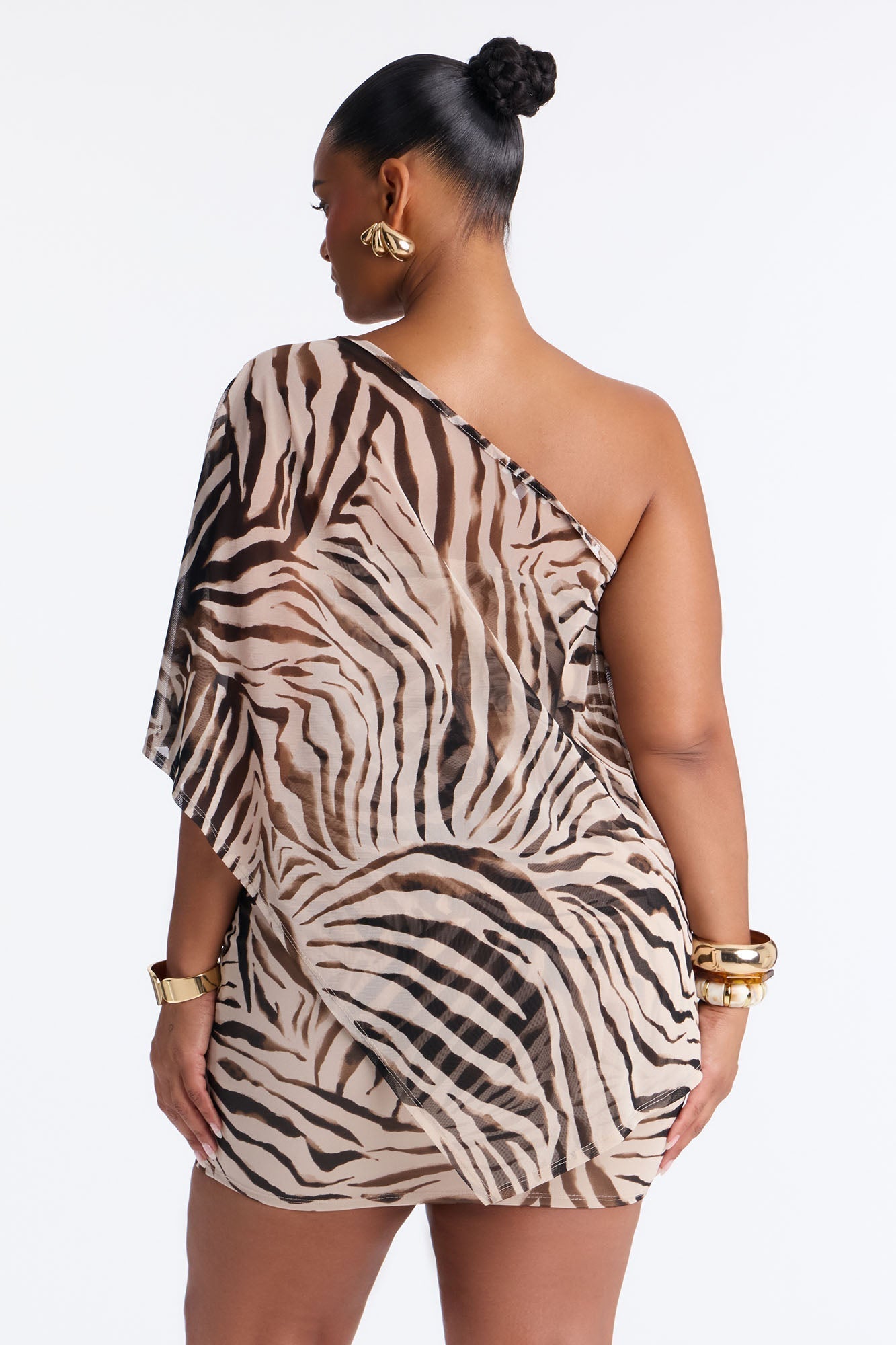 Wild Card Mesh Mini Dress Set - Taupe/combo