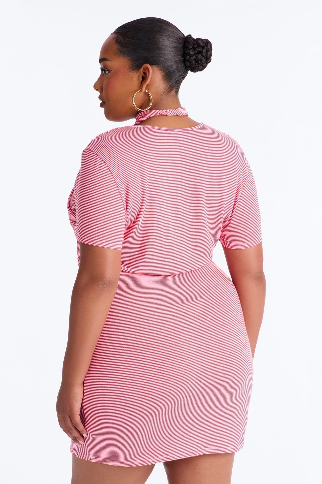 Jayla Striped T Shirt Mini Dress - Red/combo