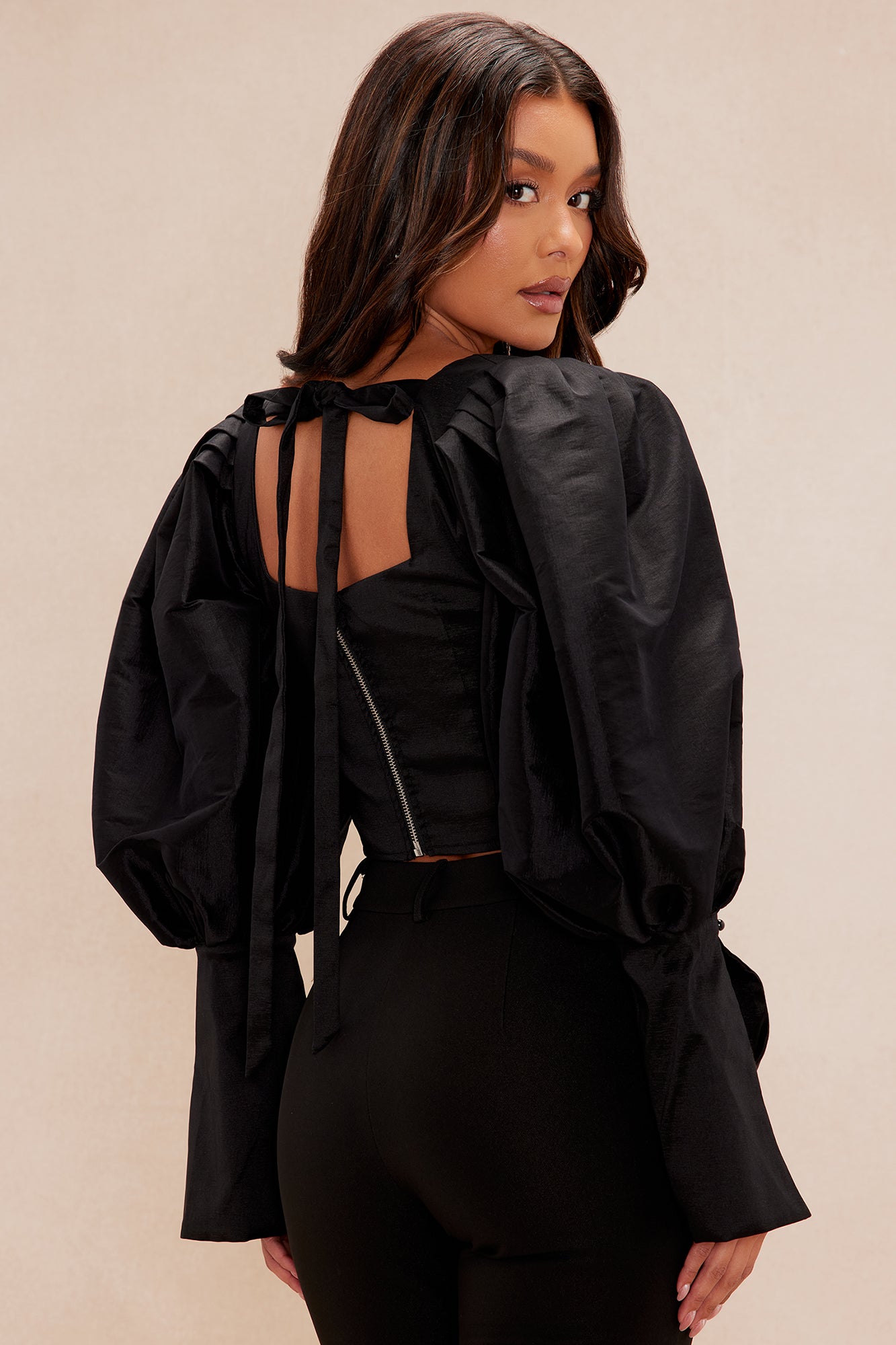 Patricia Puff Sleeve Blouse - Black