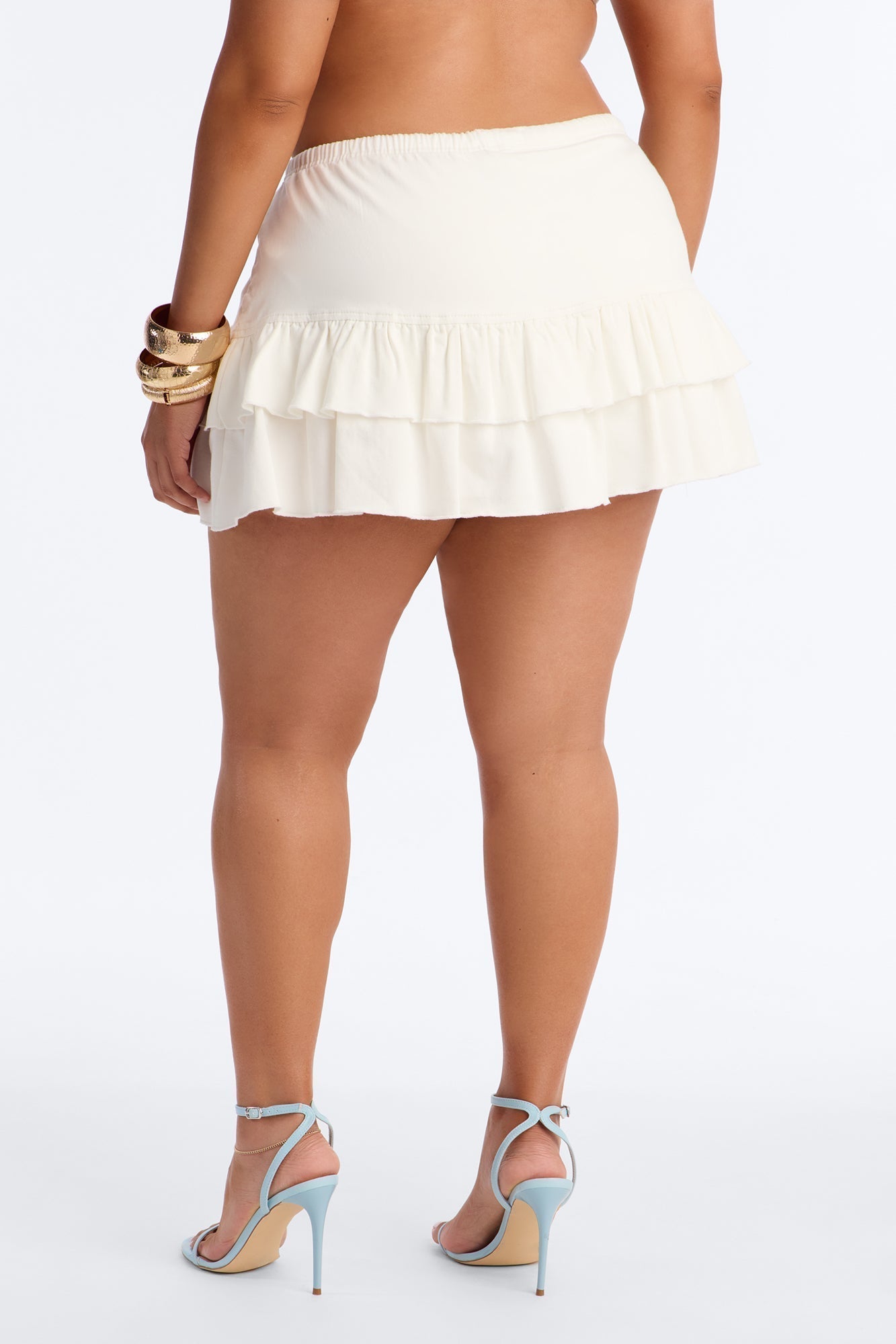 Charmed Life Twill Ruffle Micro Mini Skort - White