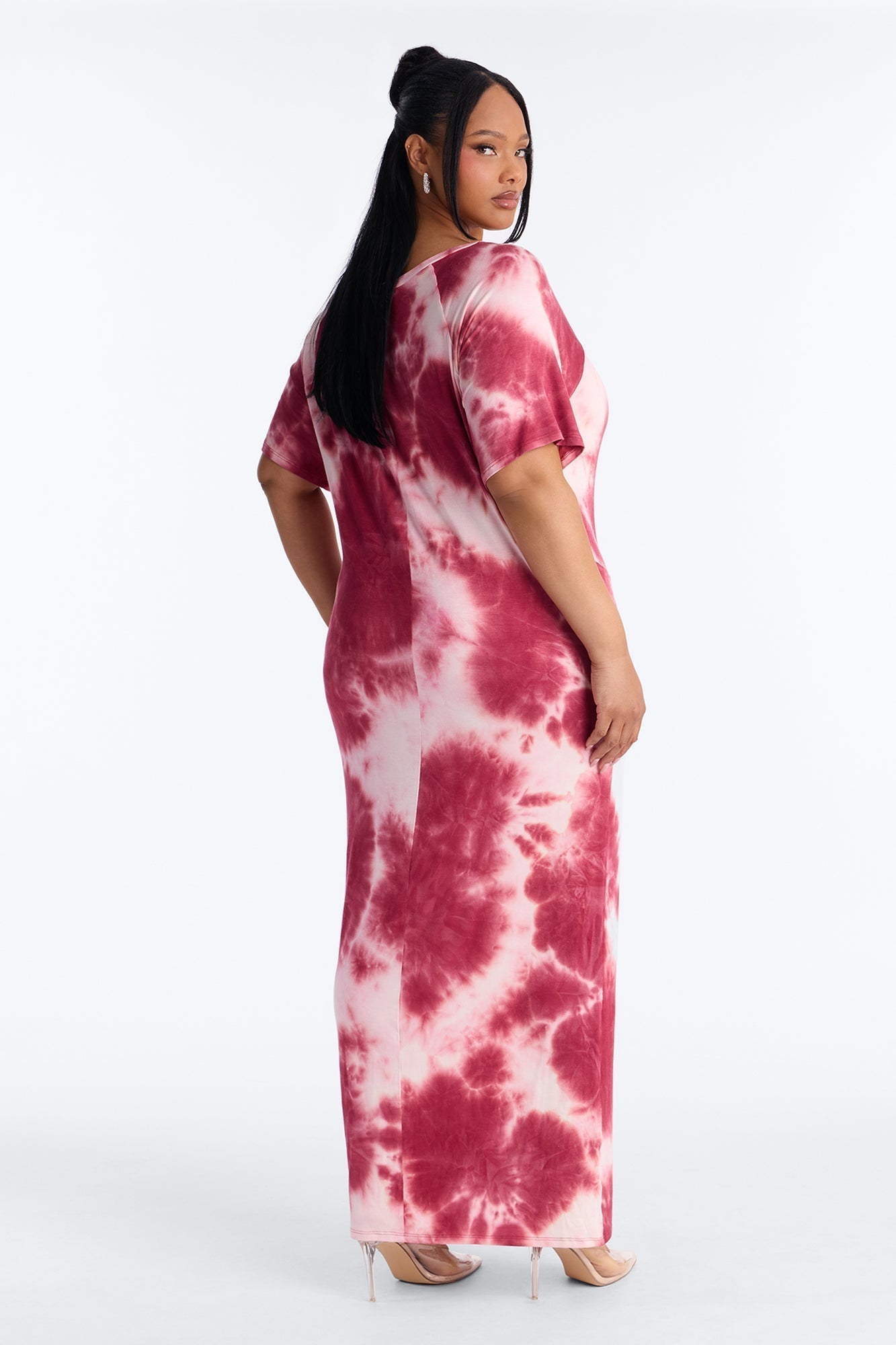 Leilani Tie Dye Maxi Dress - Burgundy/combo