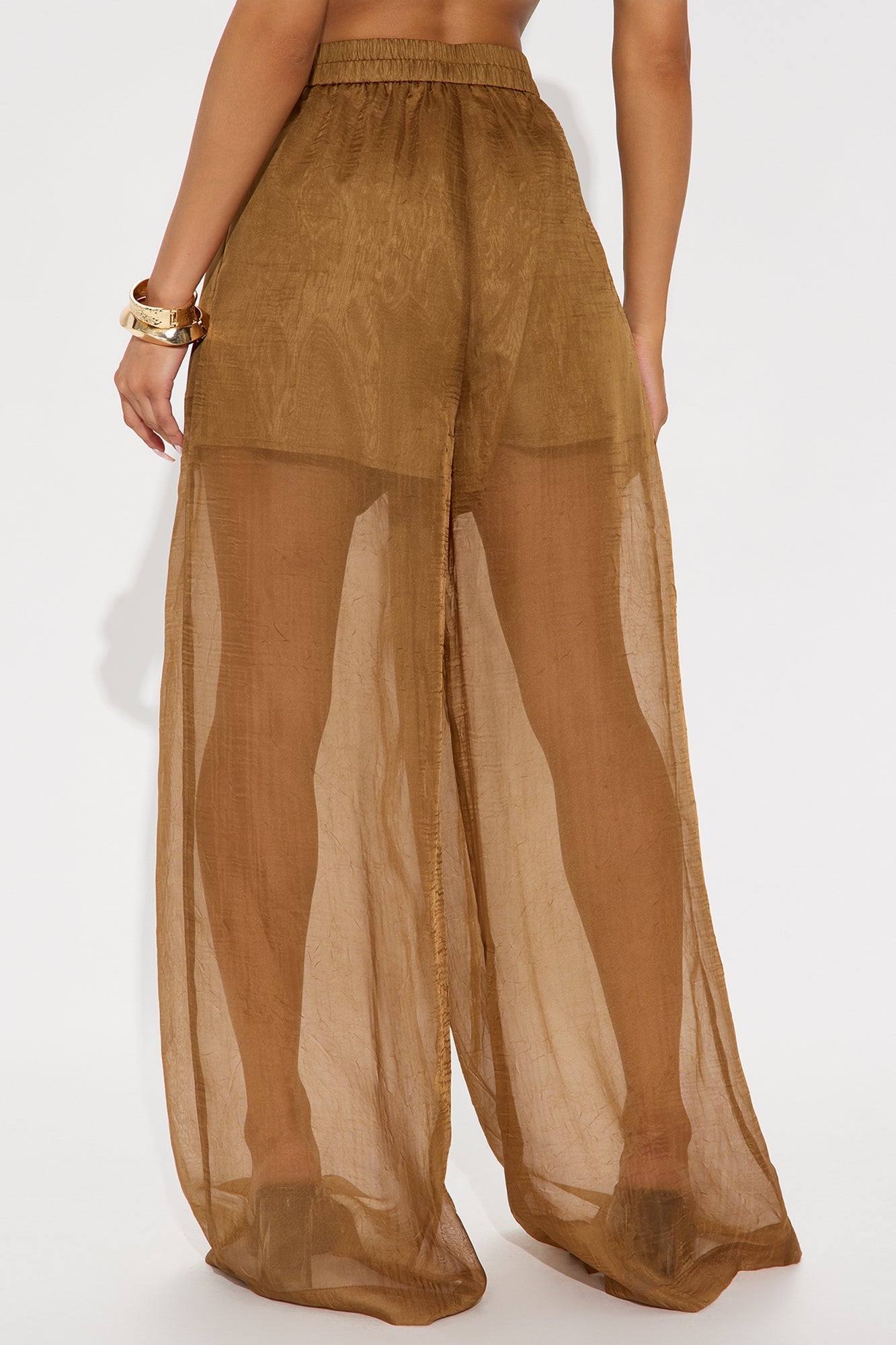 Hollie Wide Leg Organza Pant - Mocha