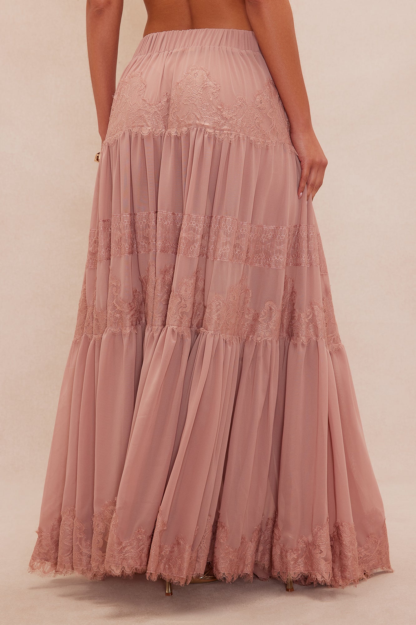 Odette Lace Maxi Skirt - Mocha