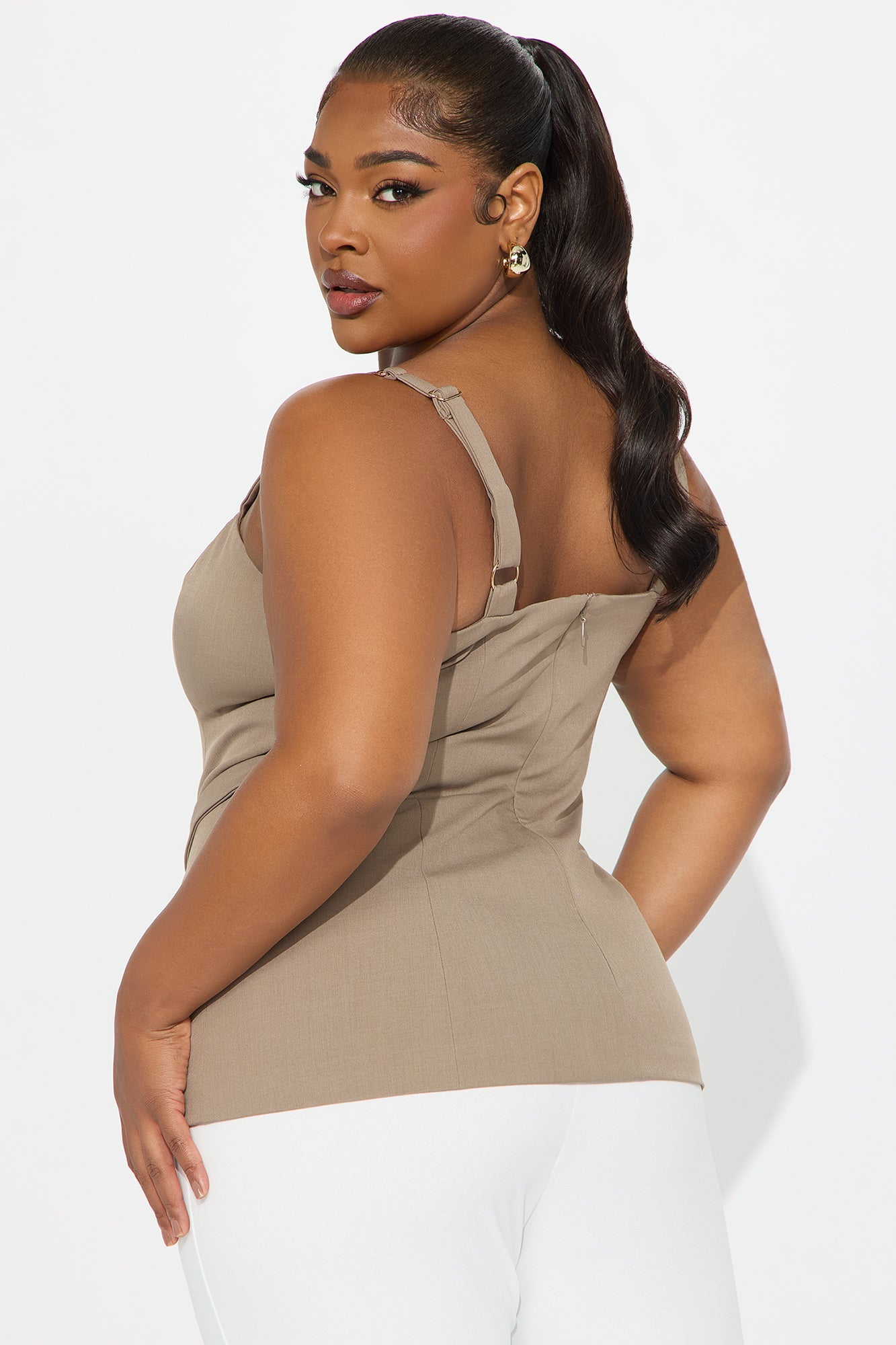Business Only Belted Top - Taupe