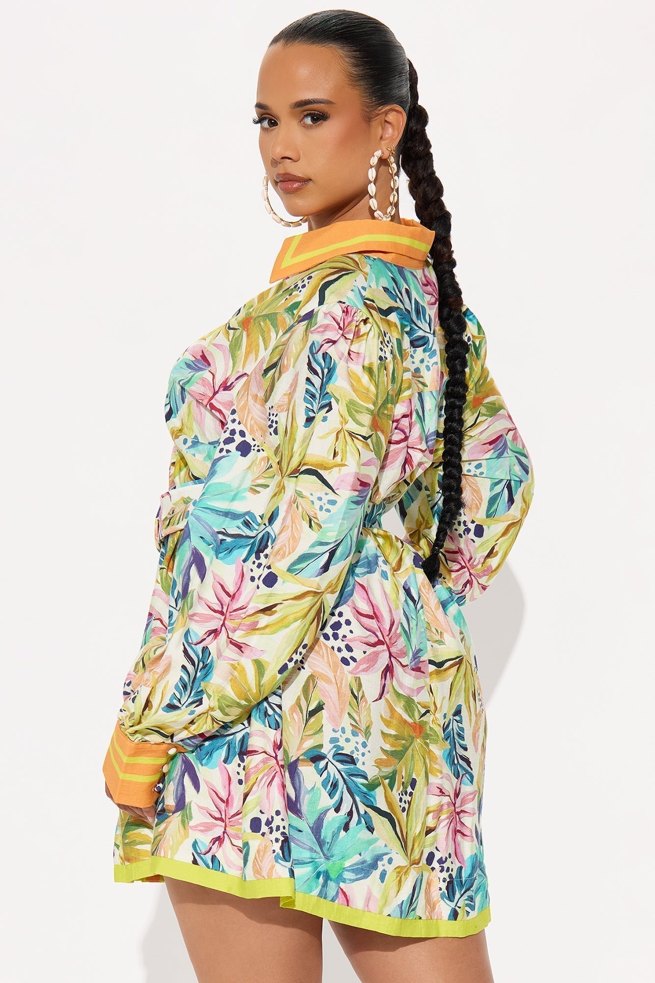 Coralie Belted Linen Micro Mini Dress - Multi Color