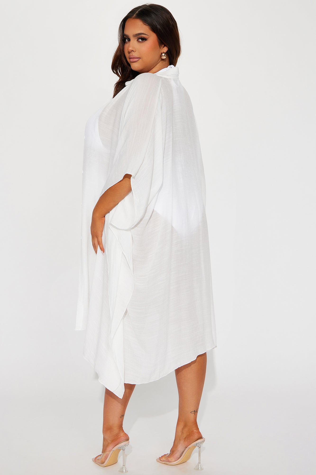 Megan Swim Cover Up Kimono - White