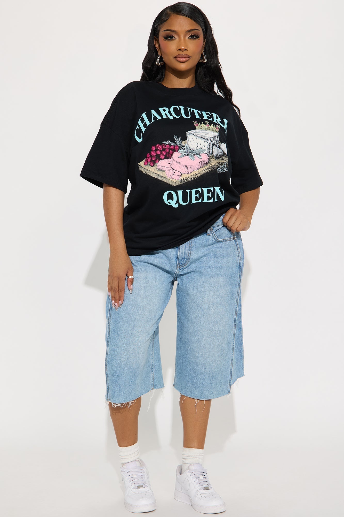 Charcuterie Queen Washed Boxy Tee - Black