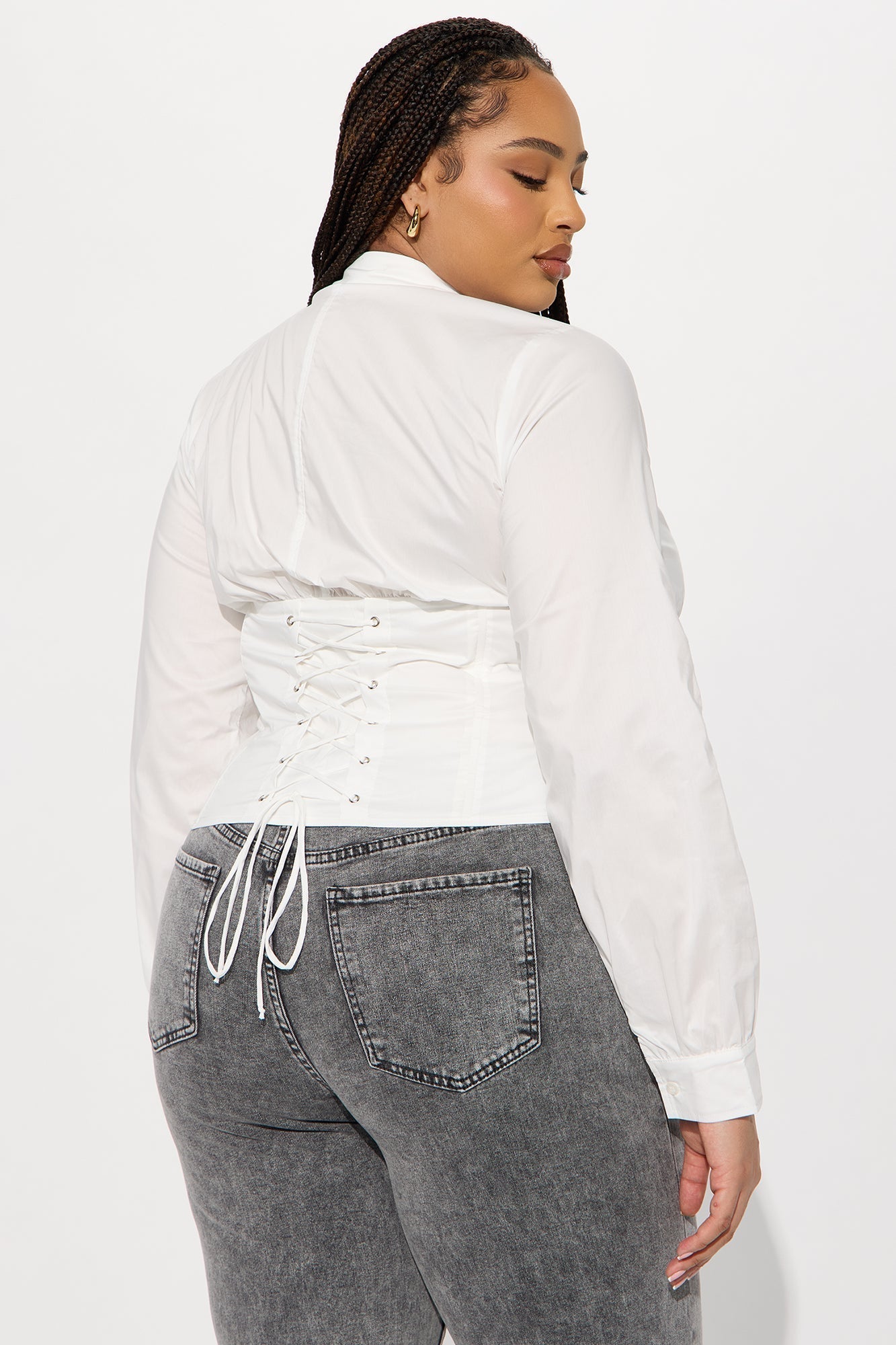 Your New Obsession Poplin Corset Shirt - White