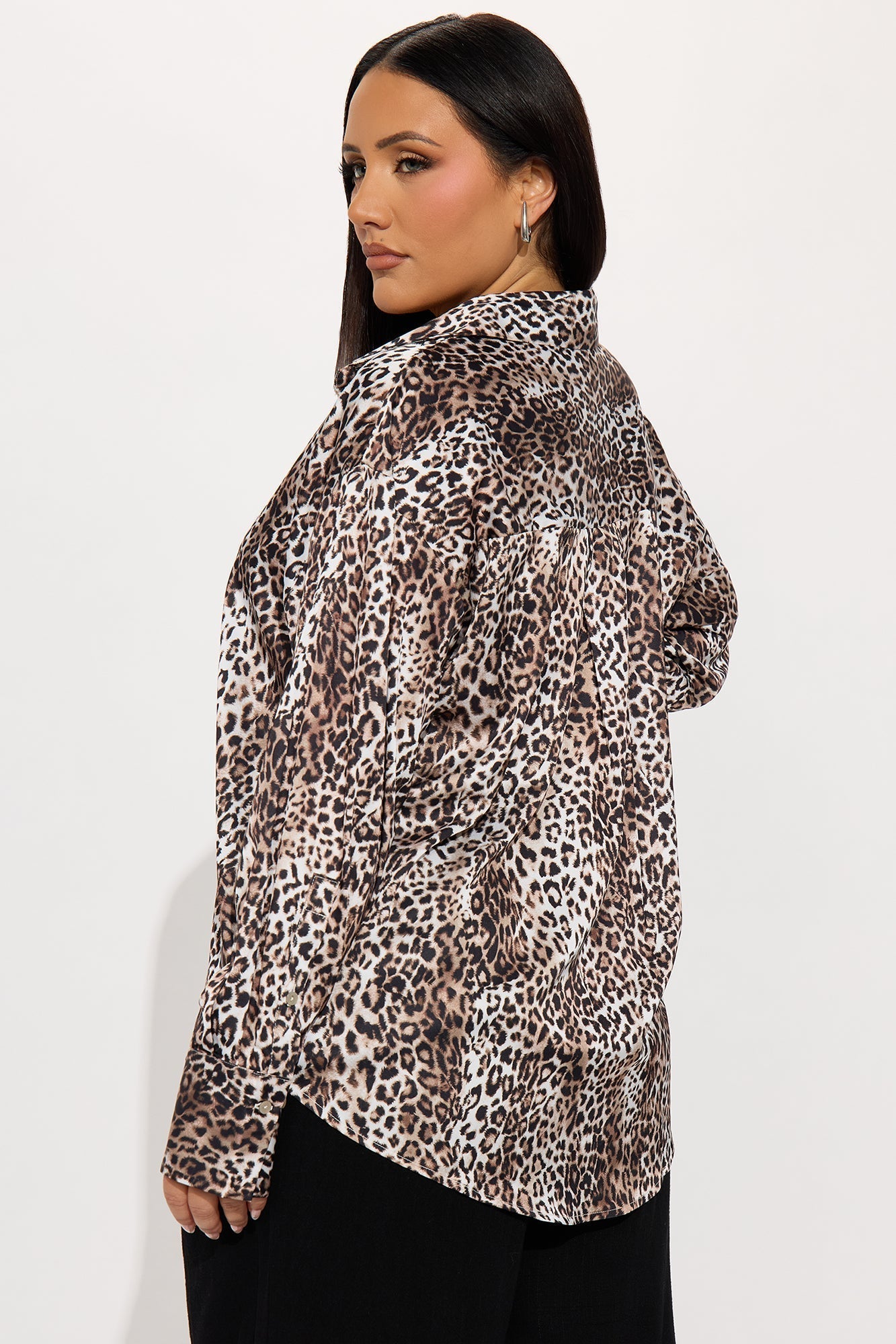 Fierce Attitude Leopard Satin Shirt - Brown Combo