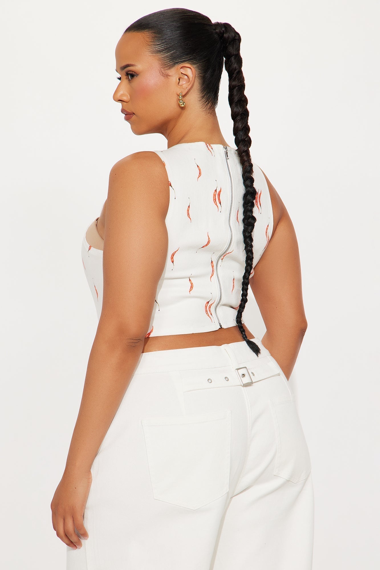 Twin Flames Chili Print Corset Top - Red/White