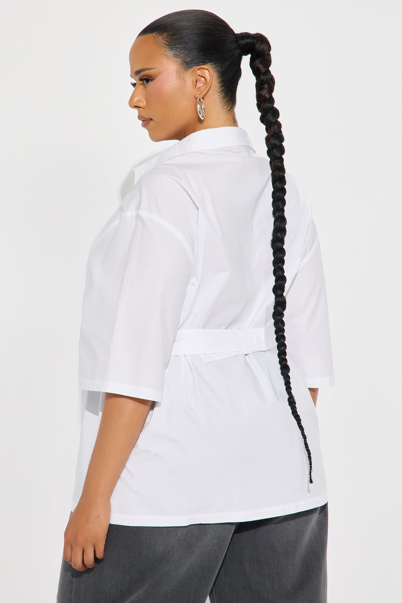 Marcella Criss Cross Poplin Shirt - White