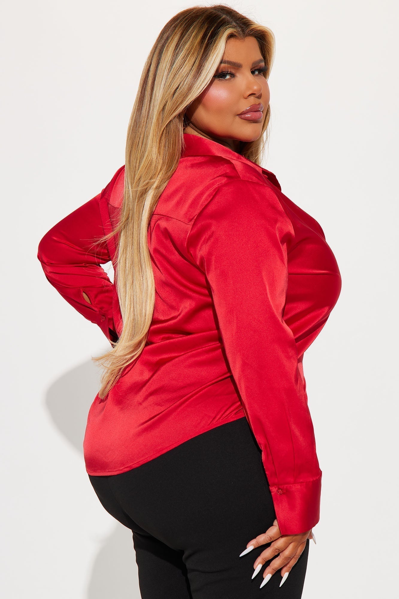 Feelin' Popular Satin Shirt - Wine