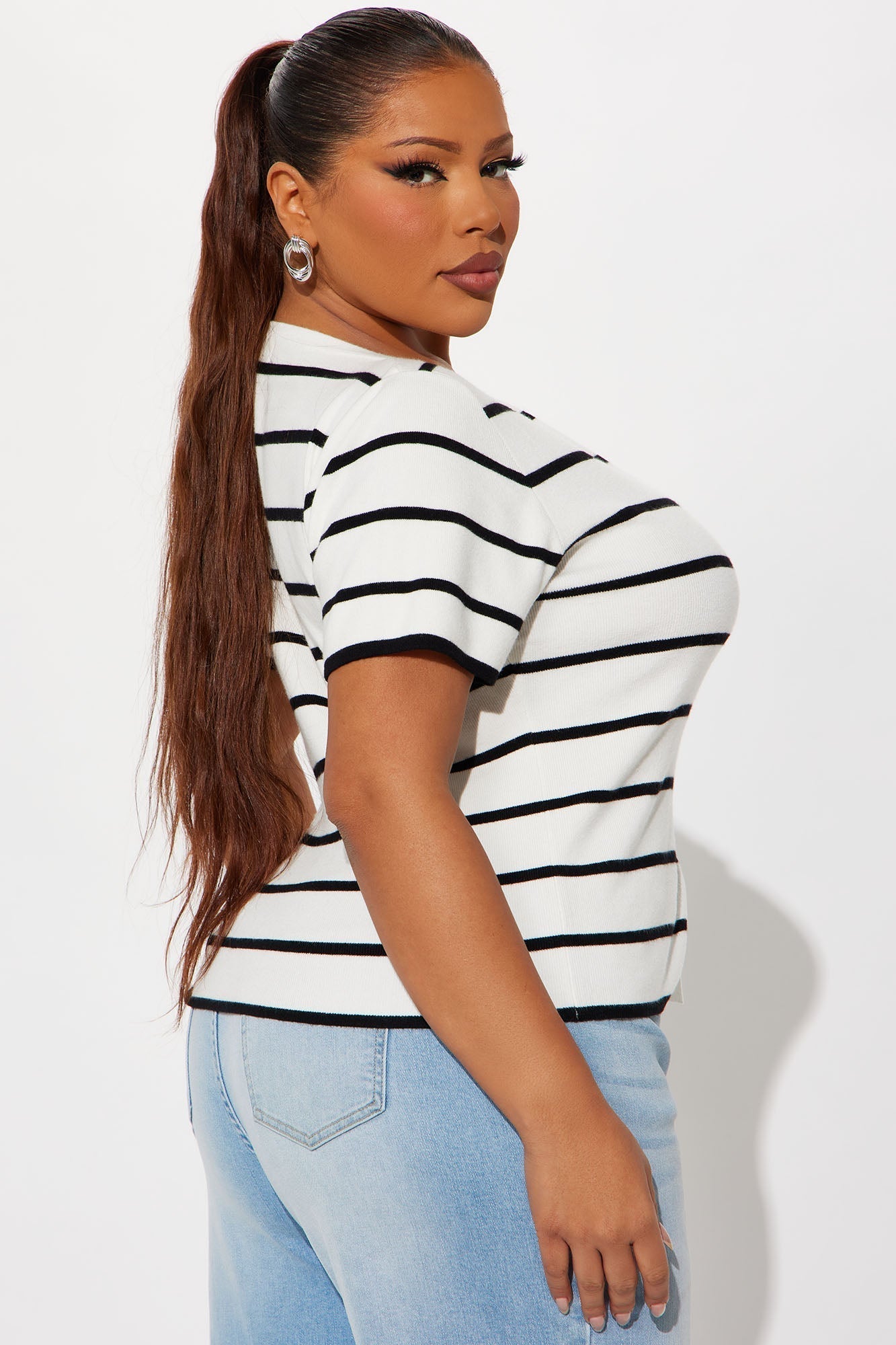 Tell Me More Striped Cardigan - White/Black