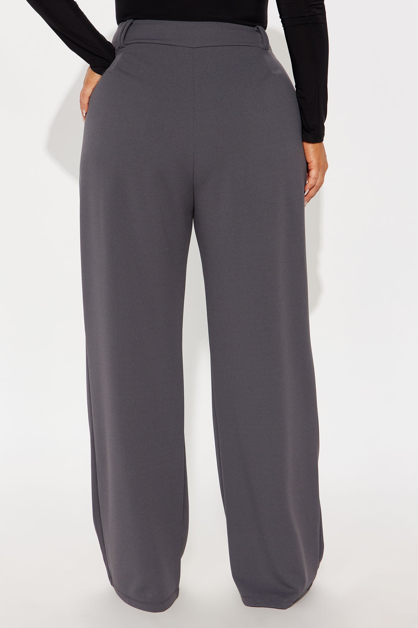 Late To The Meeting Wide Leg Trouser Pant - Charcoal