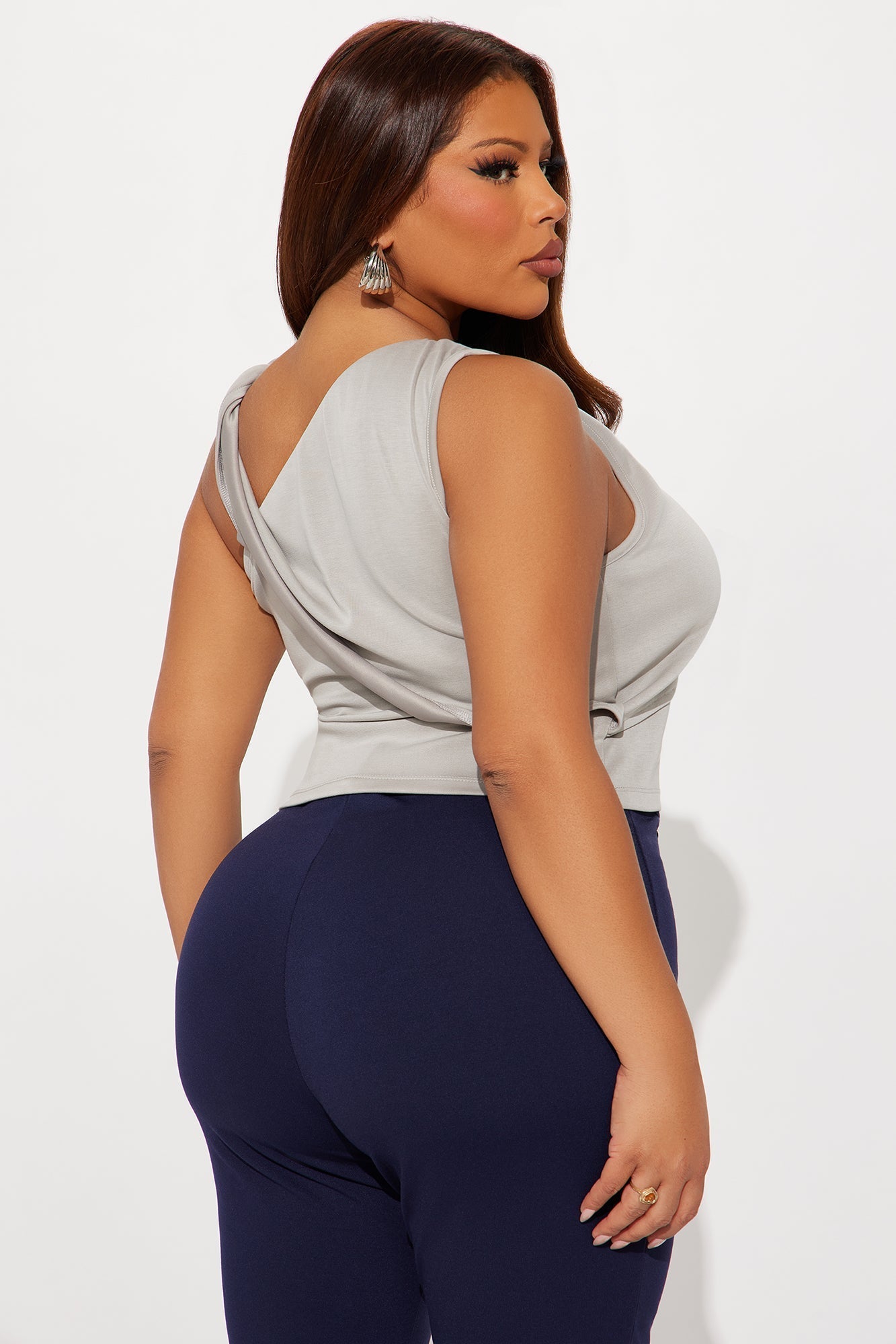 Lily Twist Strap Top - Grey