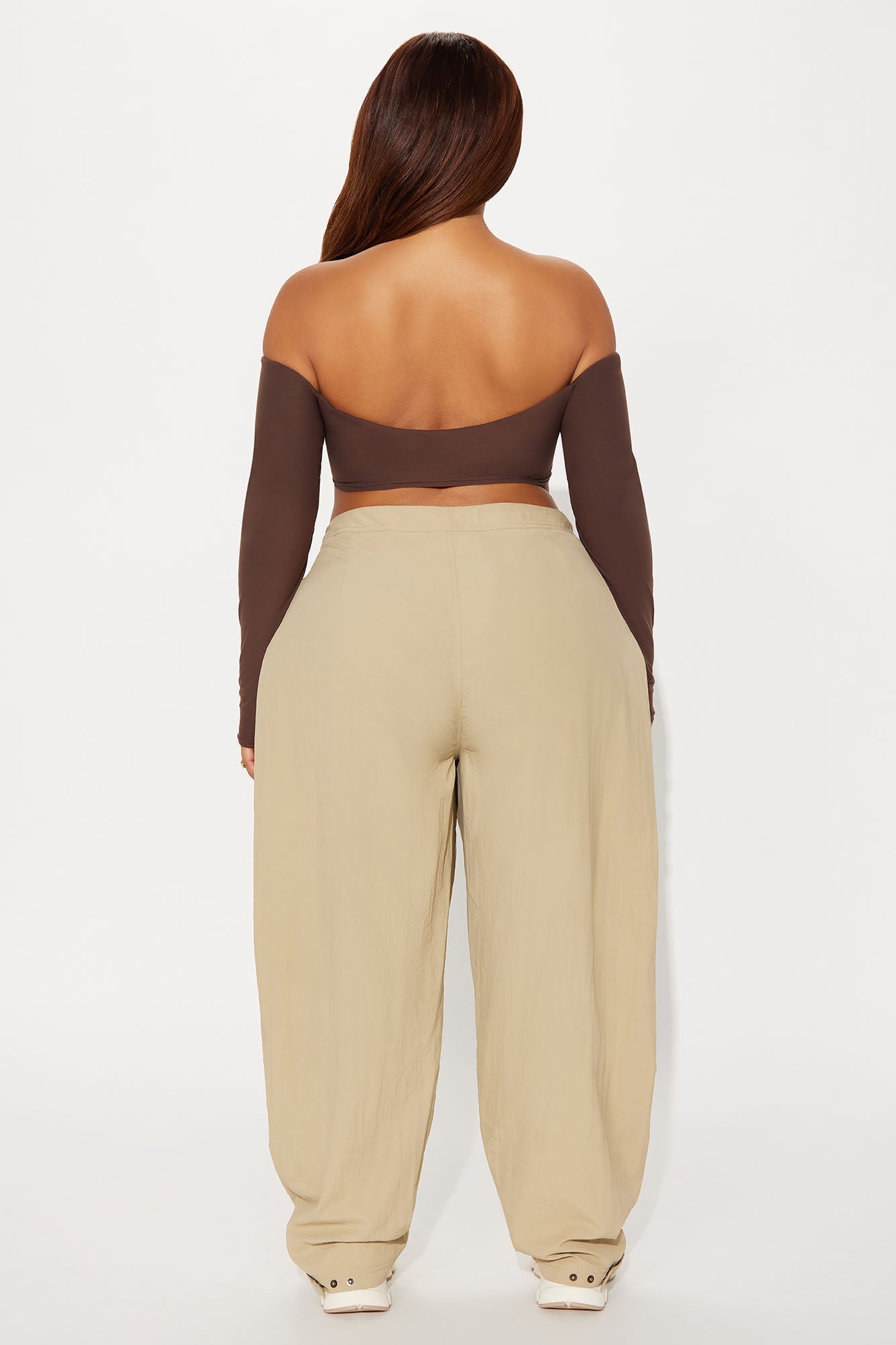 Second Skin Off Shoulder Cropped Top - Chocolate