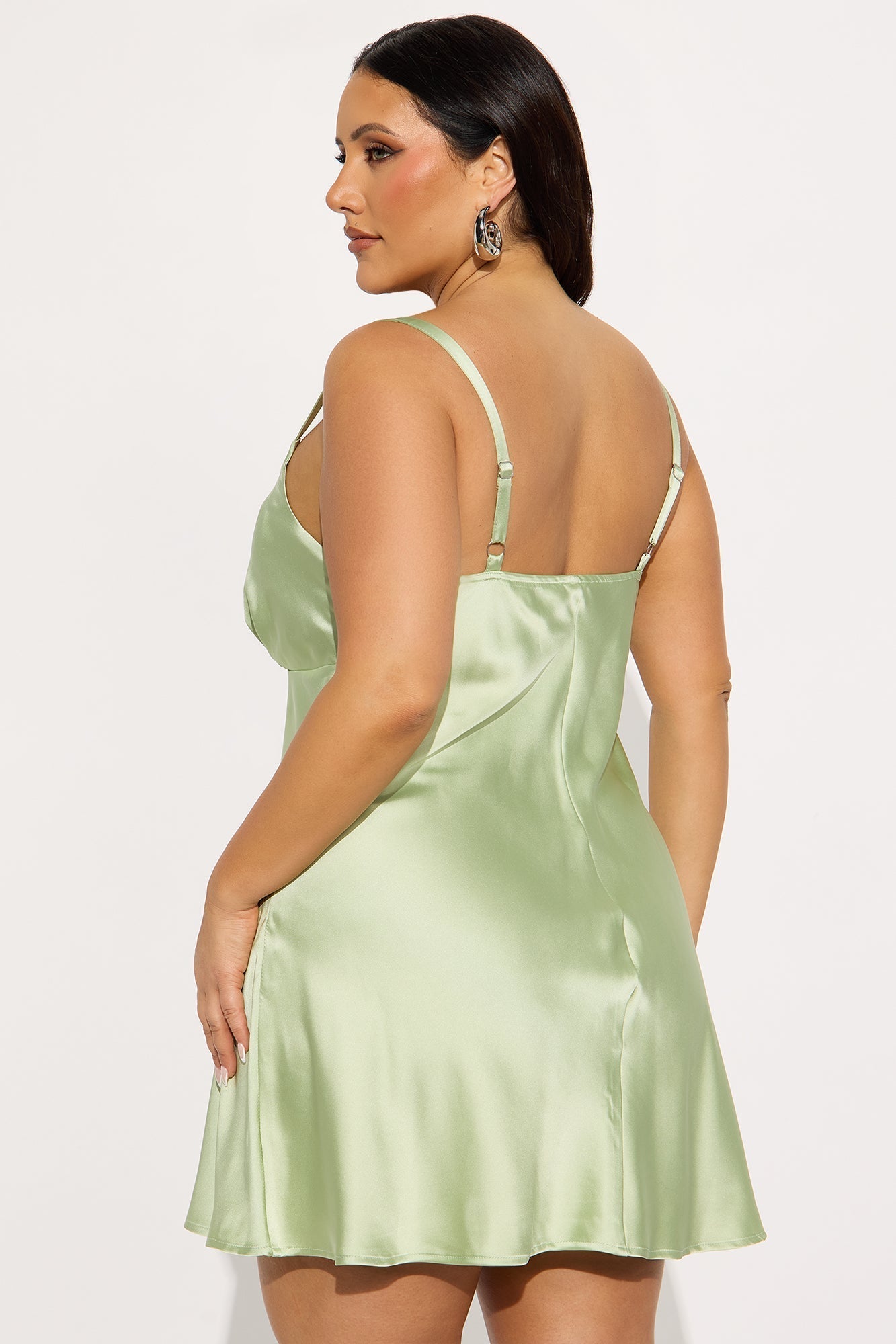 Kaylee Satin Mini Dress - Sage
