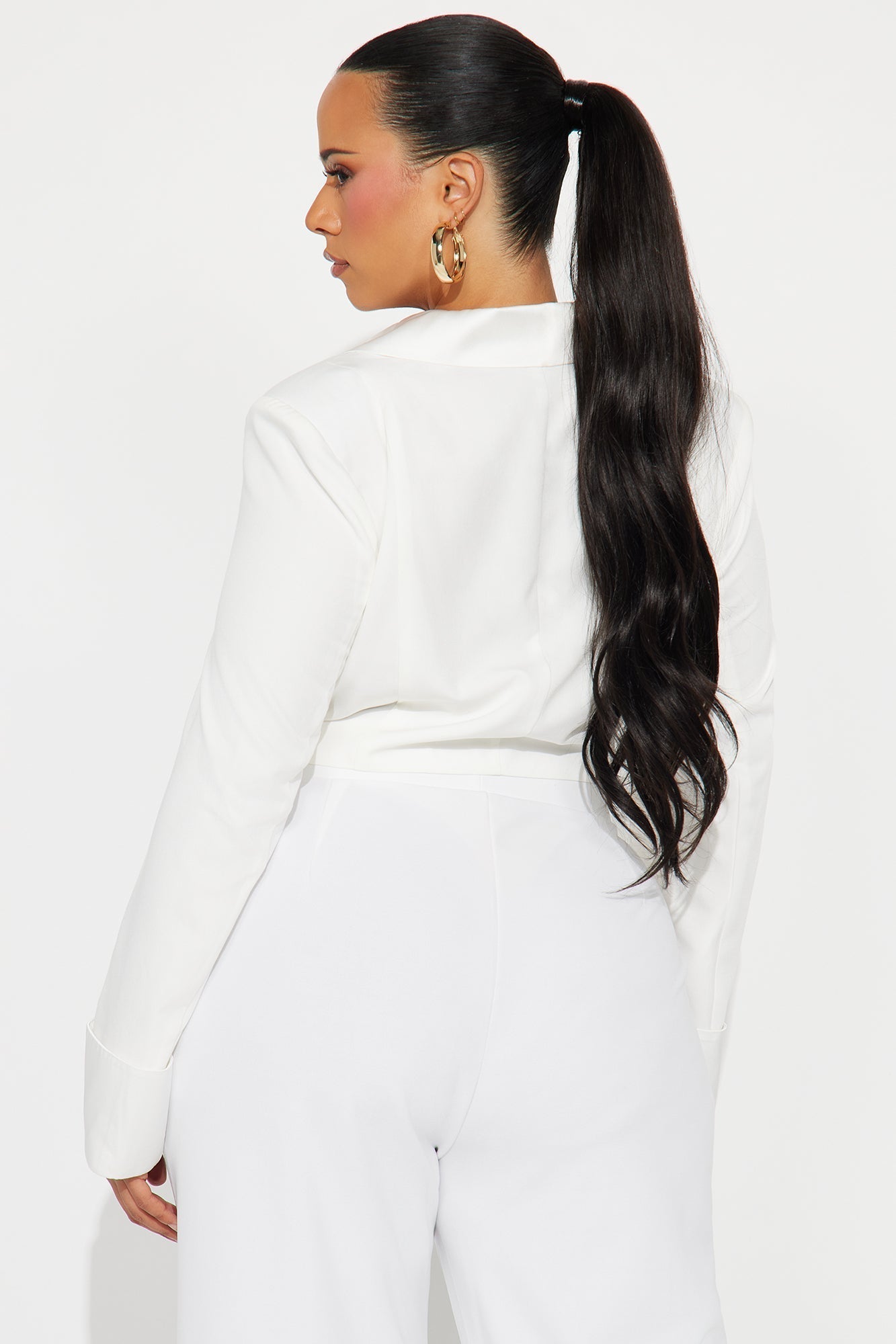Made You Look Cropped Poplin Top - White